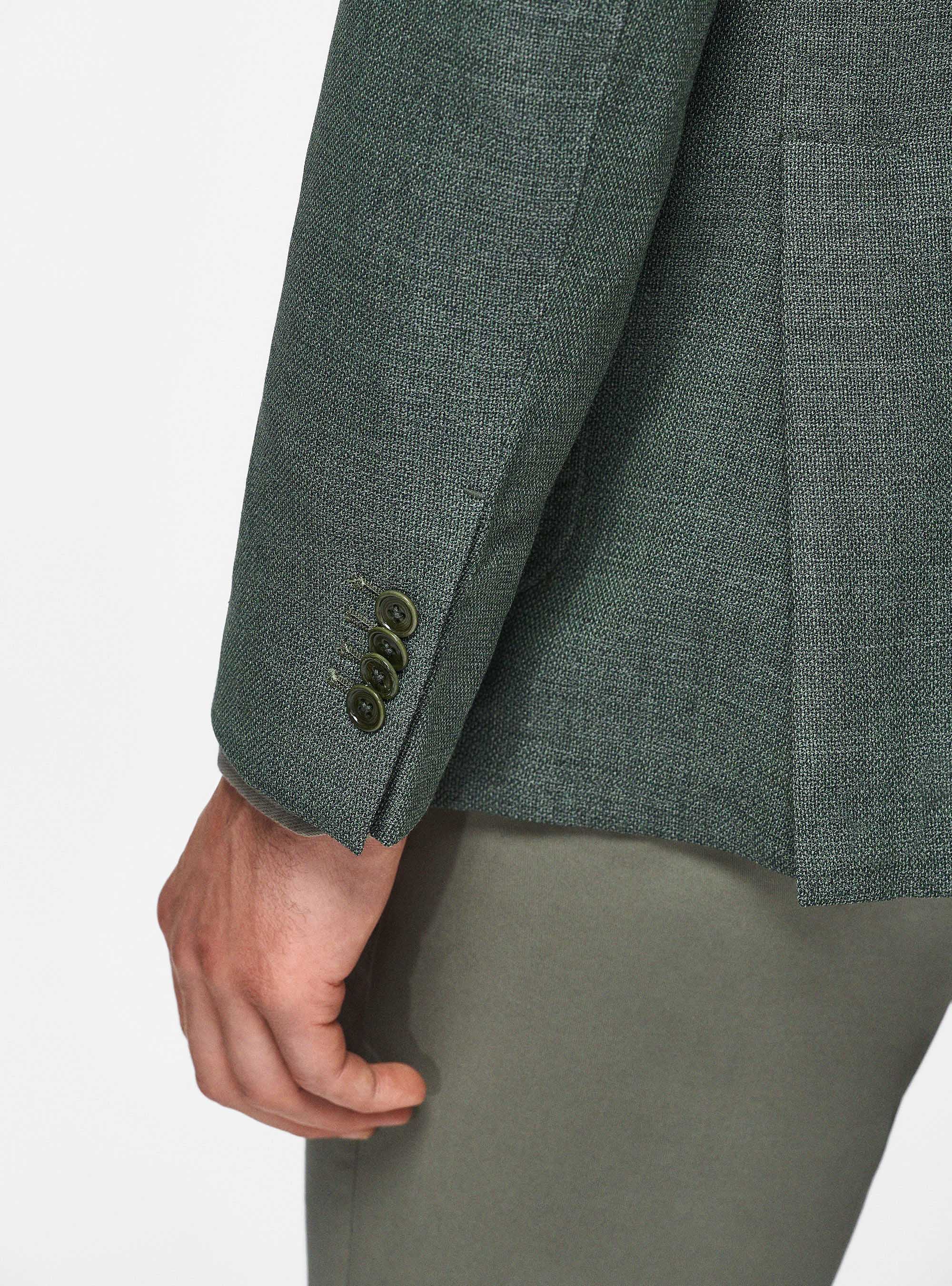 Micro-textured wool blazer, GREEN