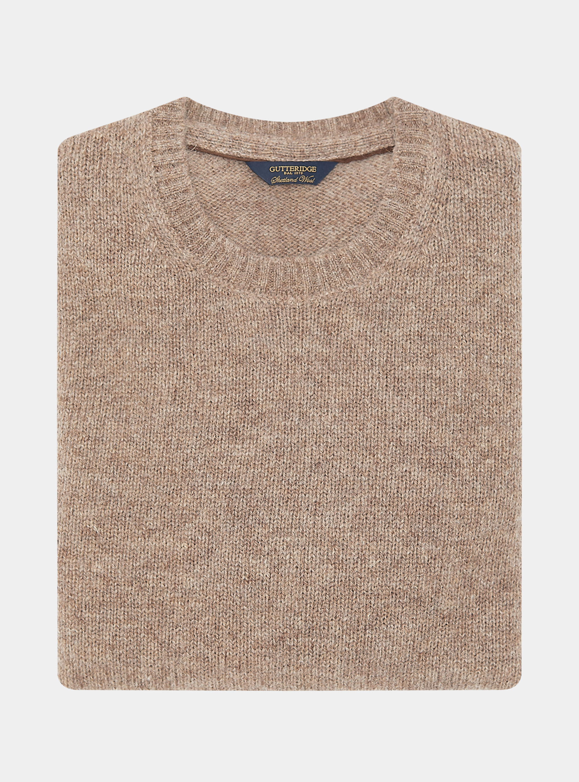 Shetland wool crew-neck sweater, MUD