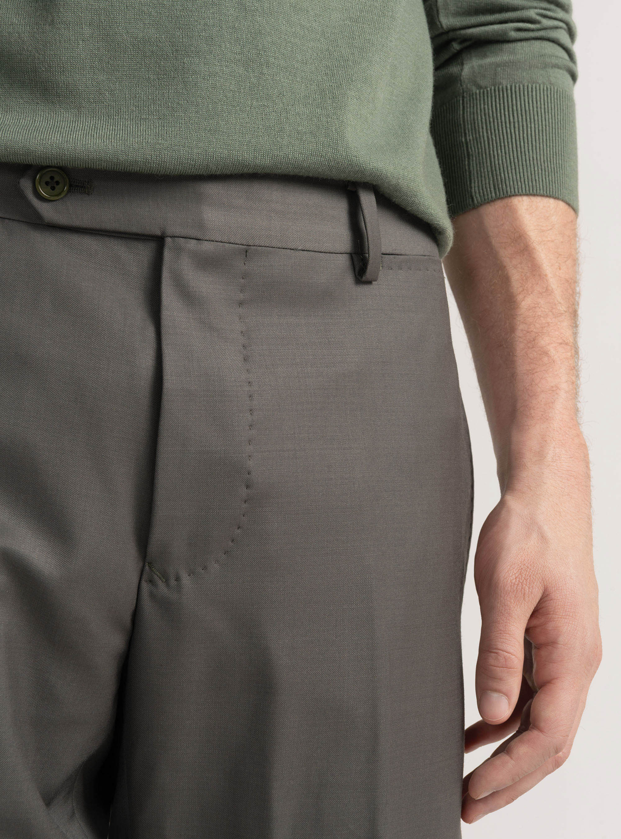 Pantaloni per abito in pura lana superfine 120's, VERDE