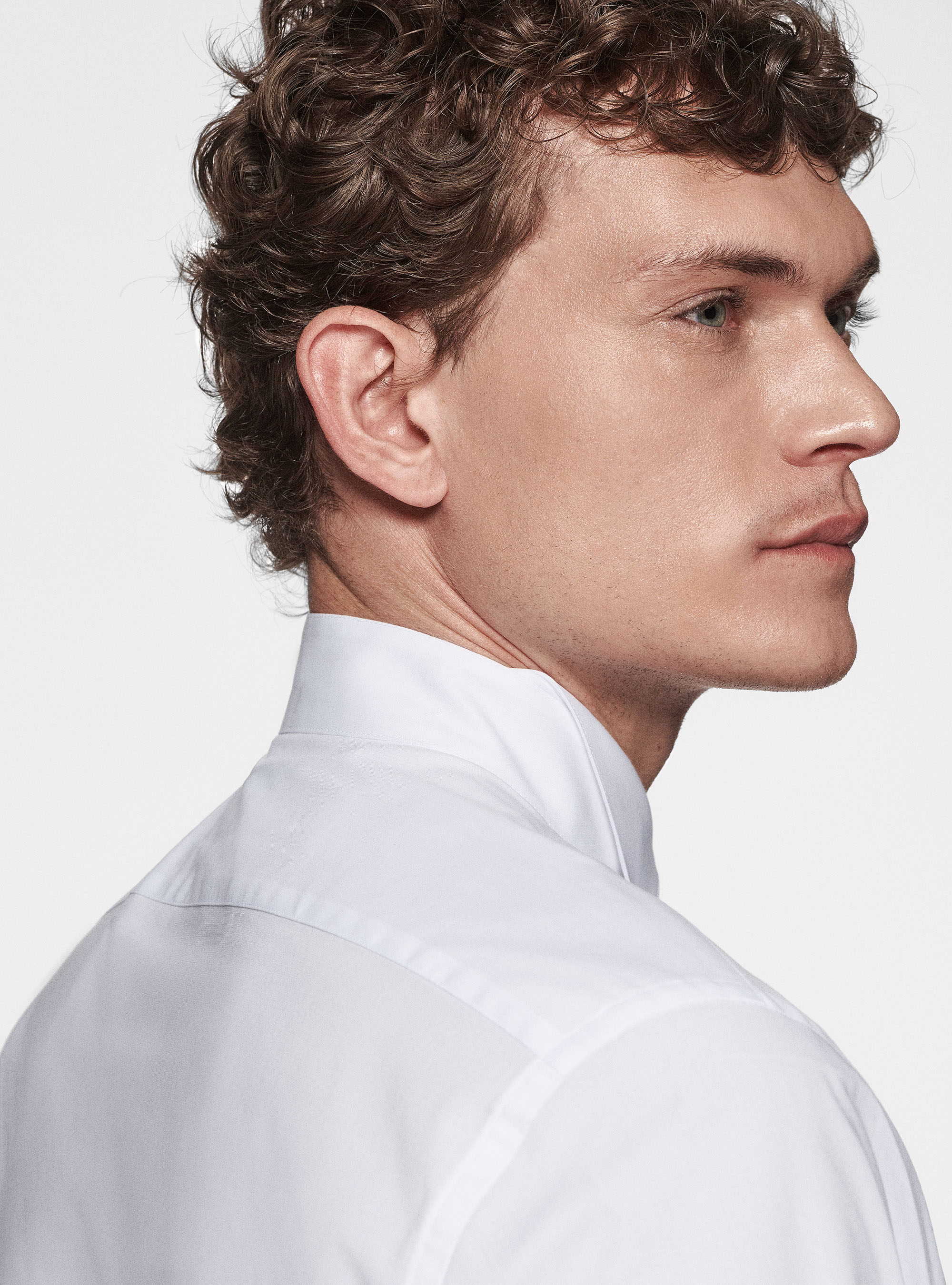 Camisa smoking diplomática de popelín elástico, BLANCO