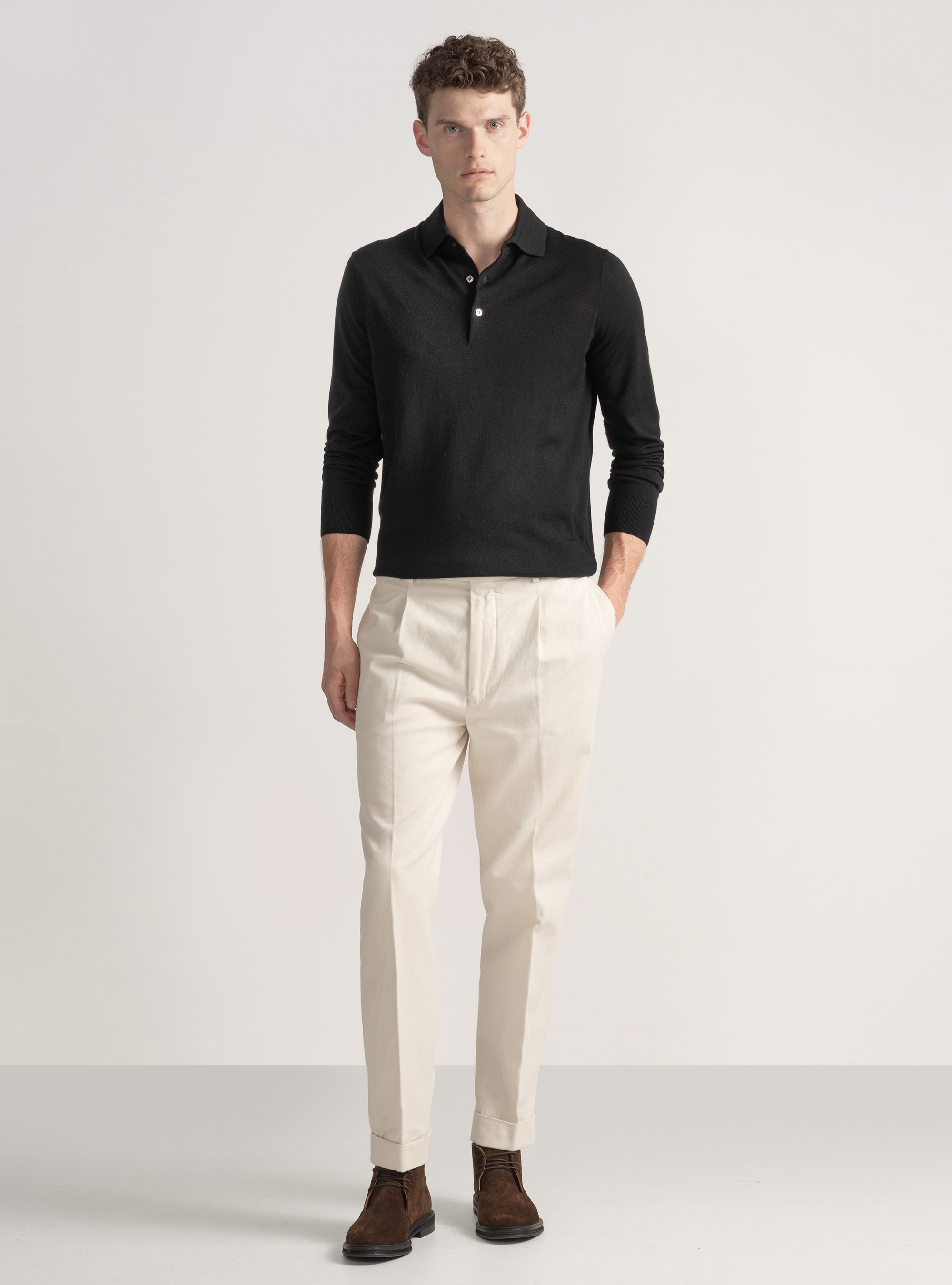 Polo de lana merina extrafina, NEGRO