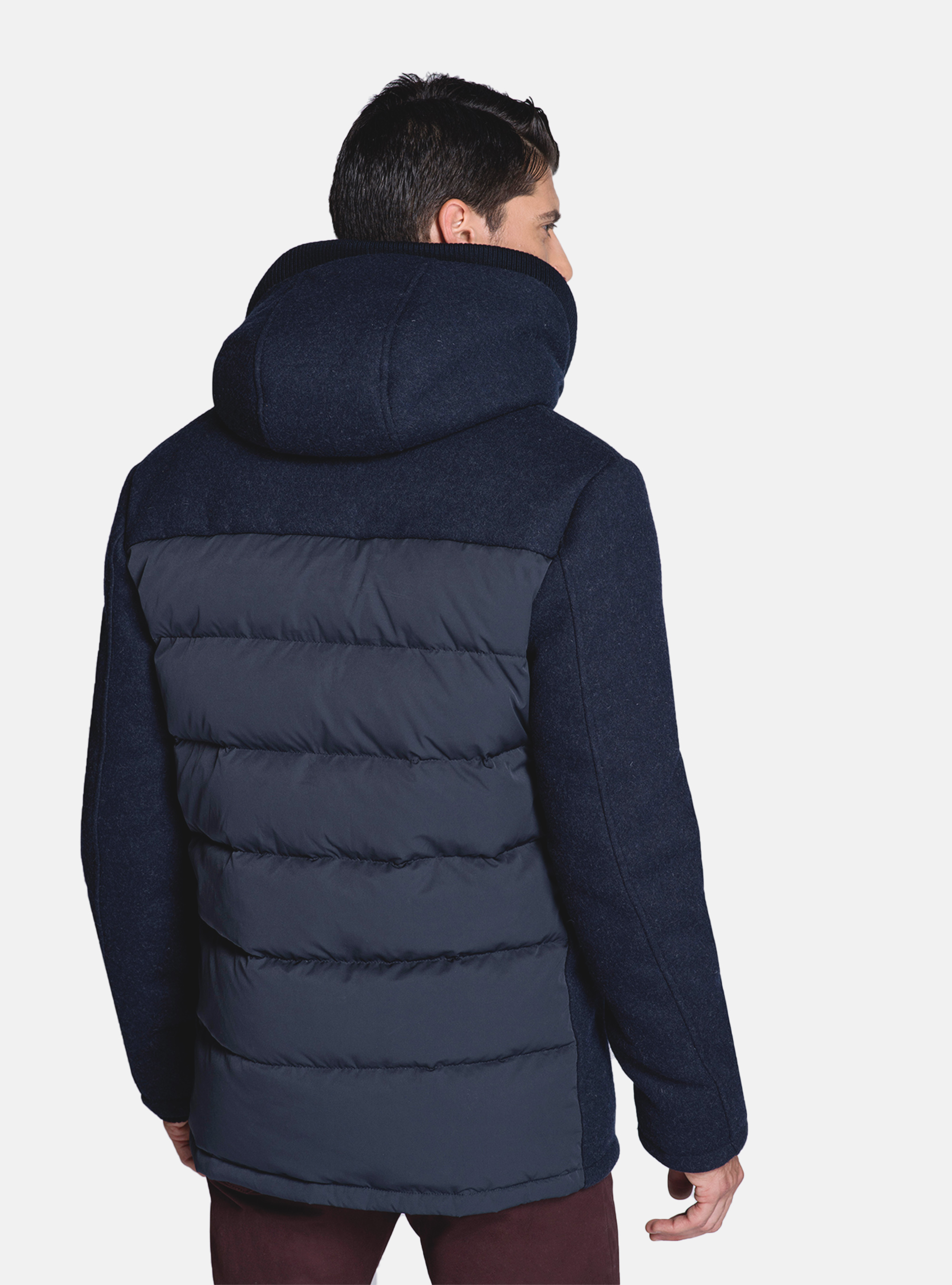 WOOL PADDED JACKET, NAVY BLUE