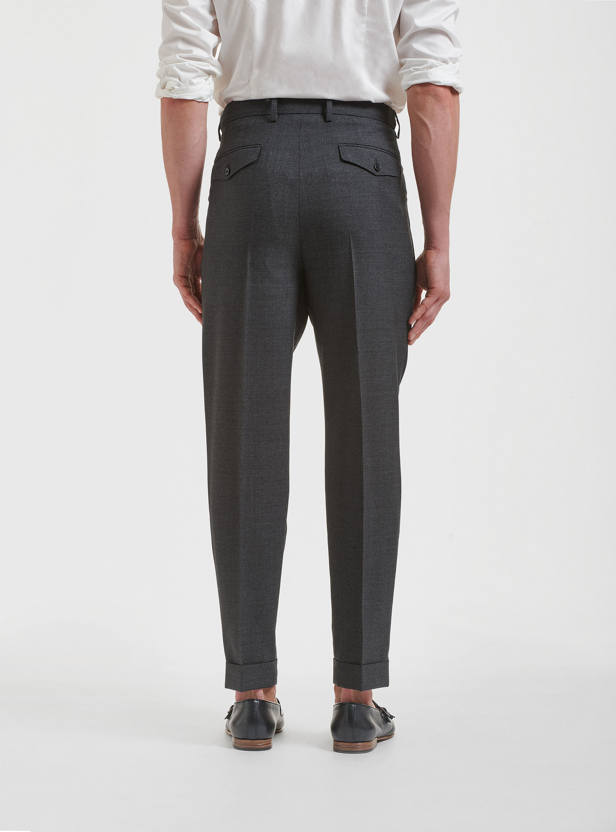 Pantaloni con pince in pura lana Vitale Barberis Canonico, ASFALTO