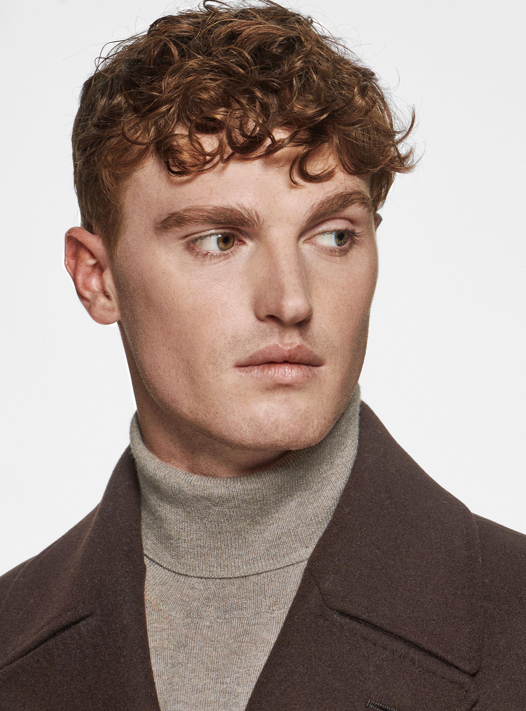 Chaquetón en mezcla de lana, MARRON