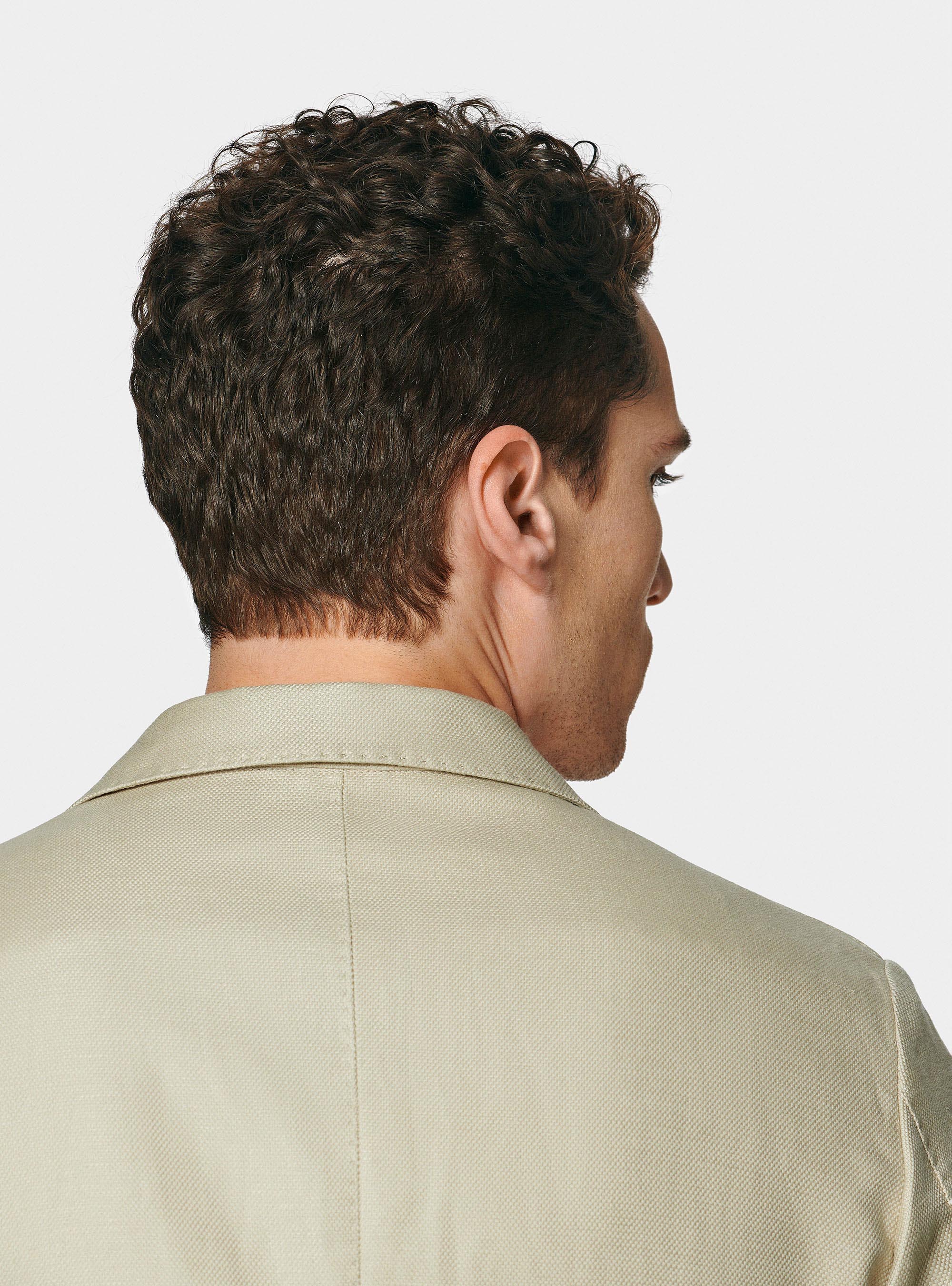 Giacca hopsack in cotone e lino, SABBIA