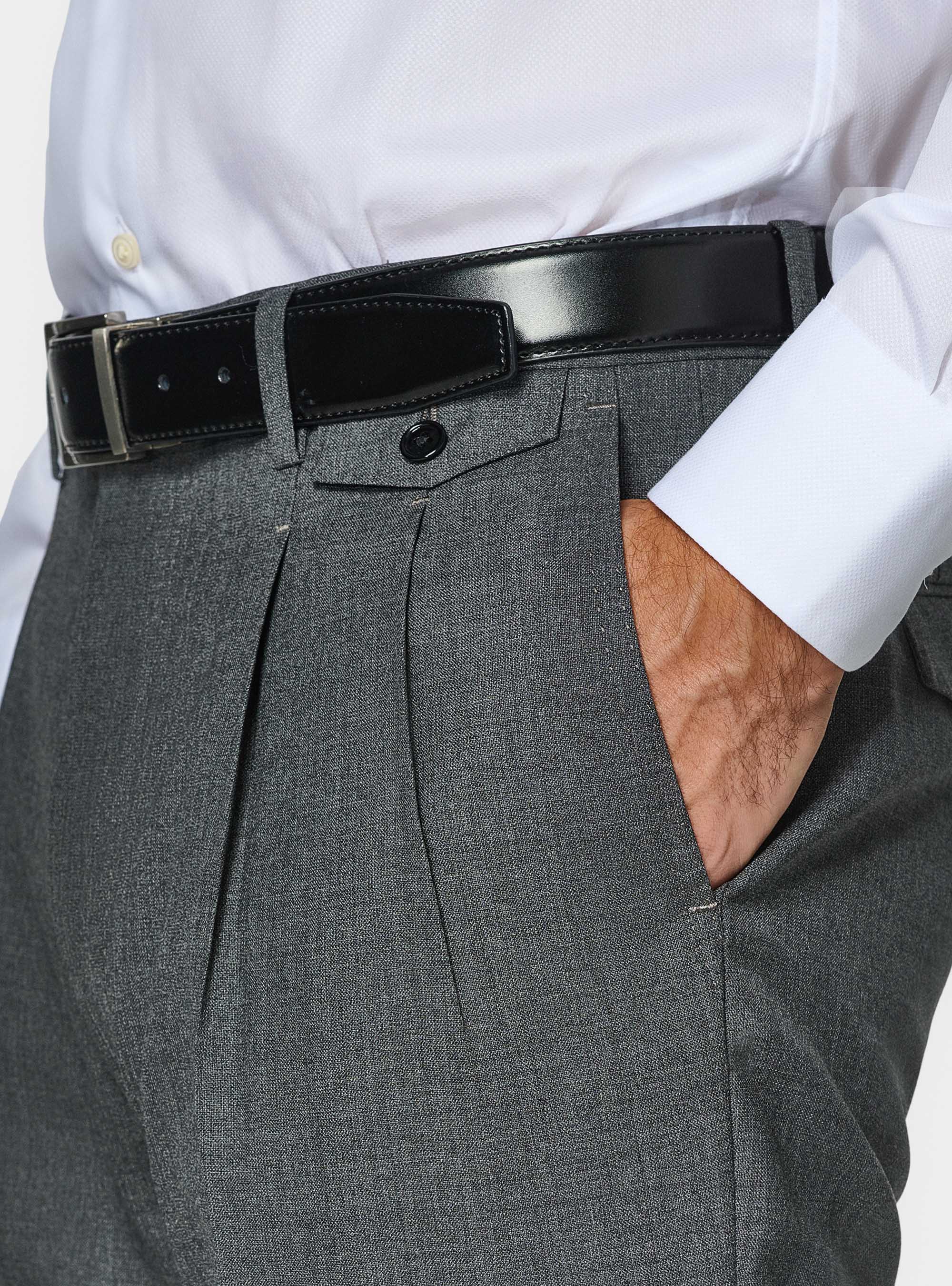 Vitale Barberis Canonico pure wool double pleat trousers, ASFALTO 0112C