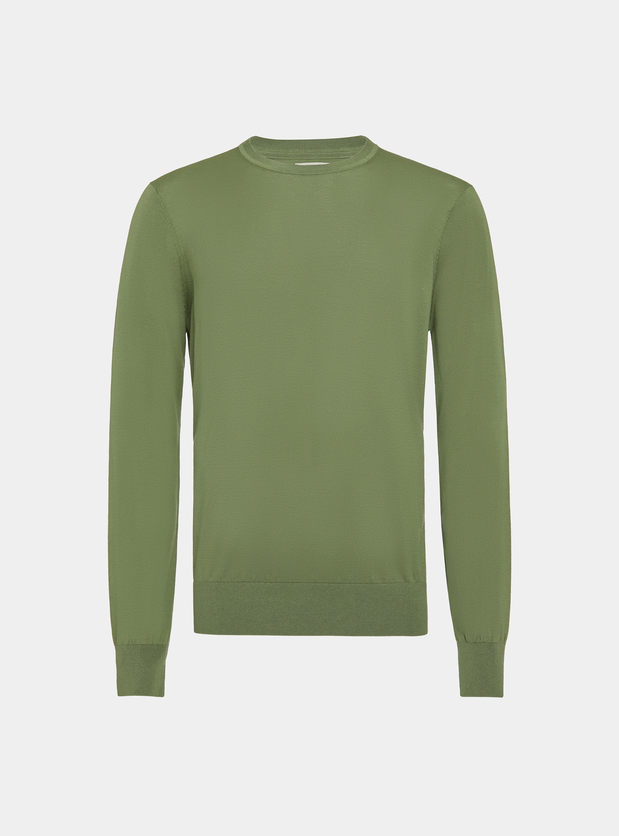 Silk and cotton crew-neck sweater, OLIVE