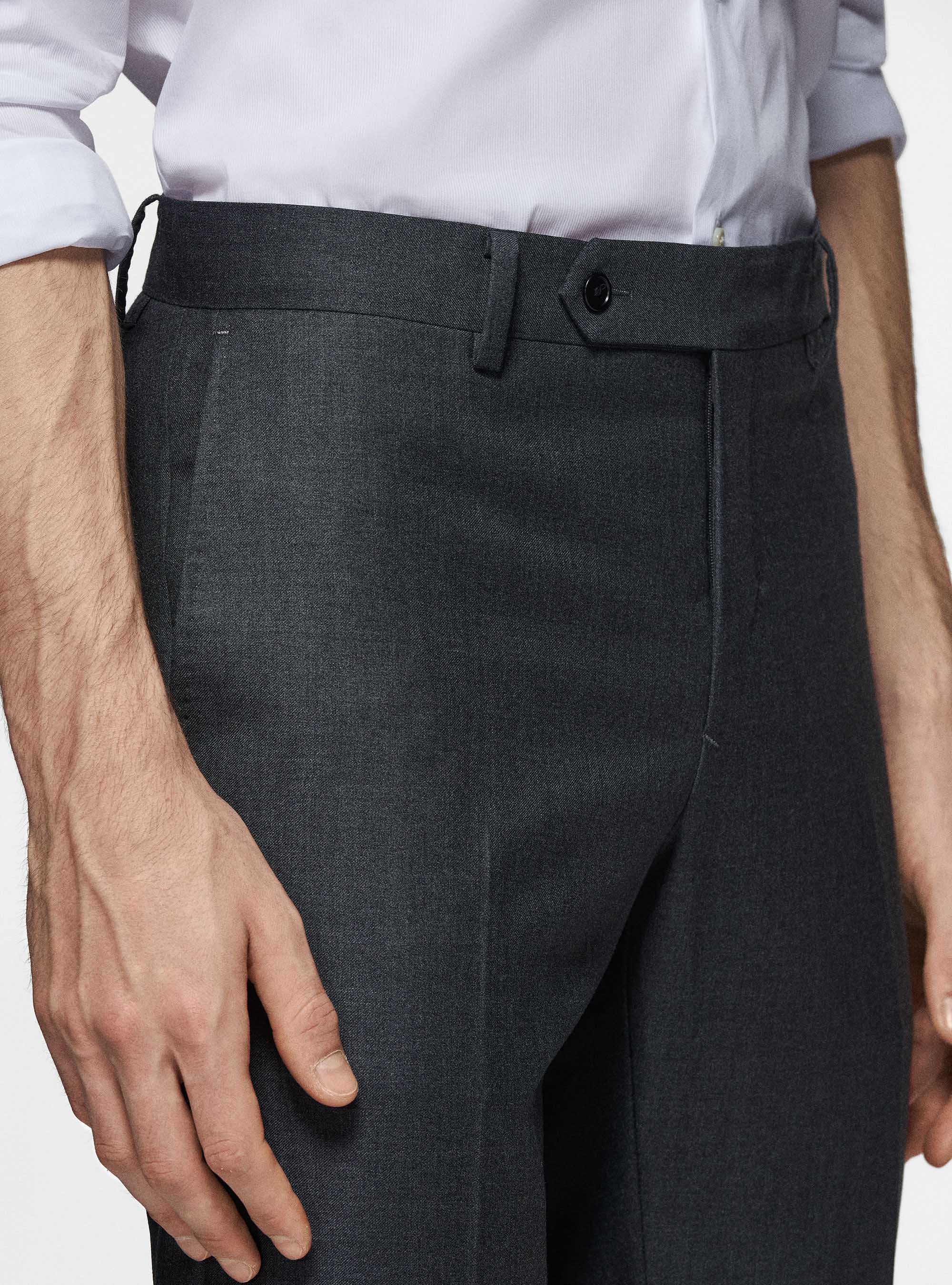 Pantaloni in pura lana superfine 110's, ASFALTO