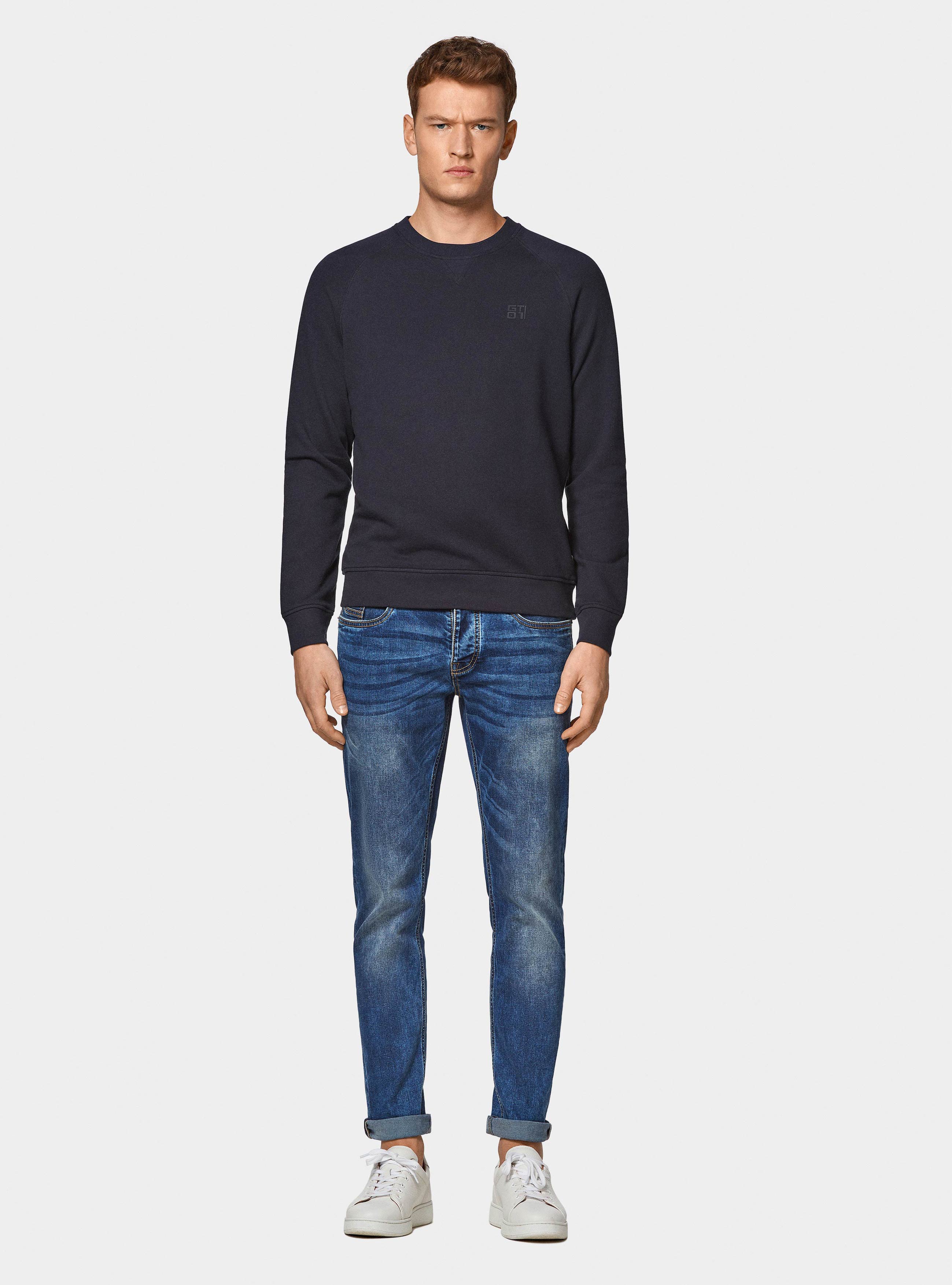 Basic round-neck sweatshirt GT01, NAVY BLUE
