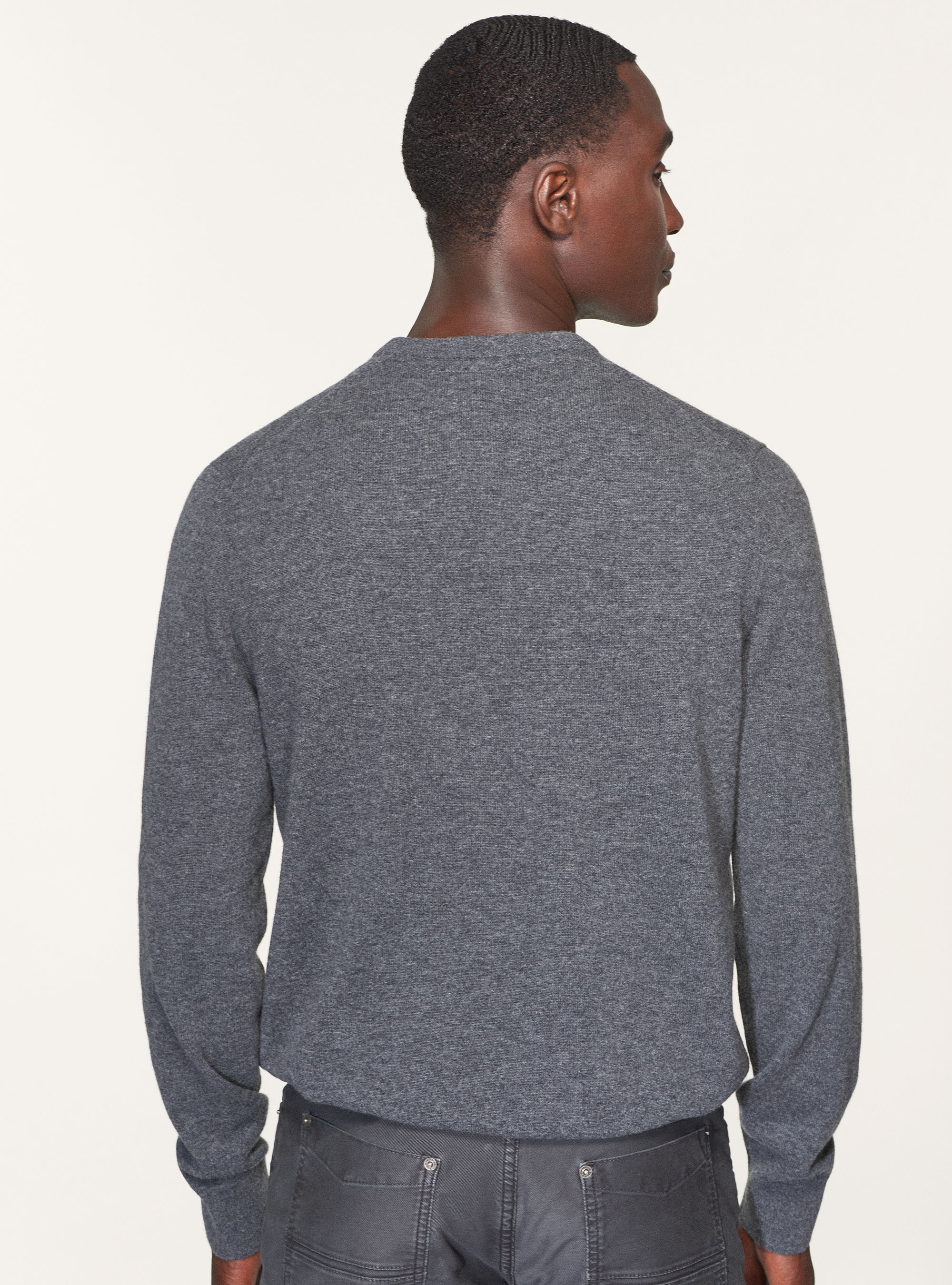 Maglia girocollo in lana lambswool e cashmere, GRIGIO CHIARO