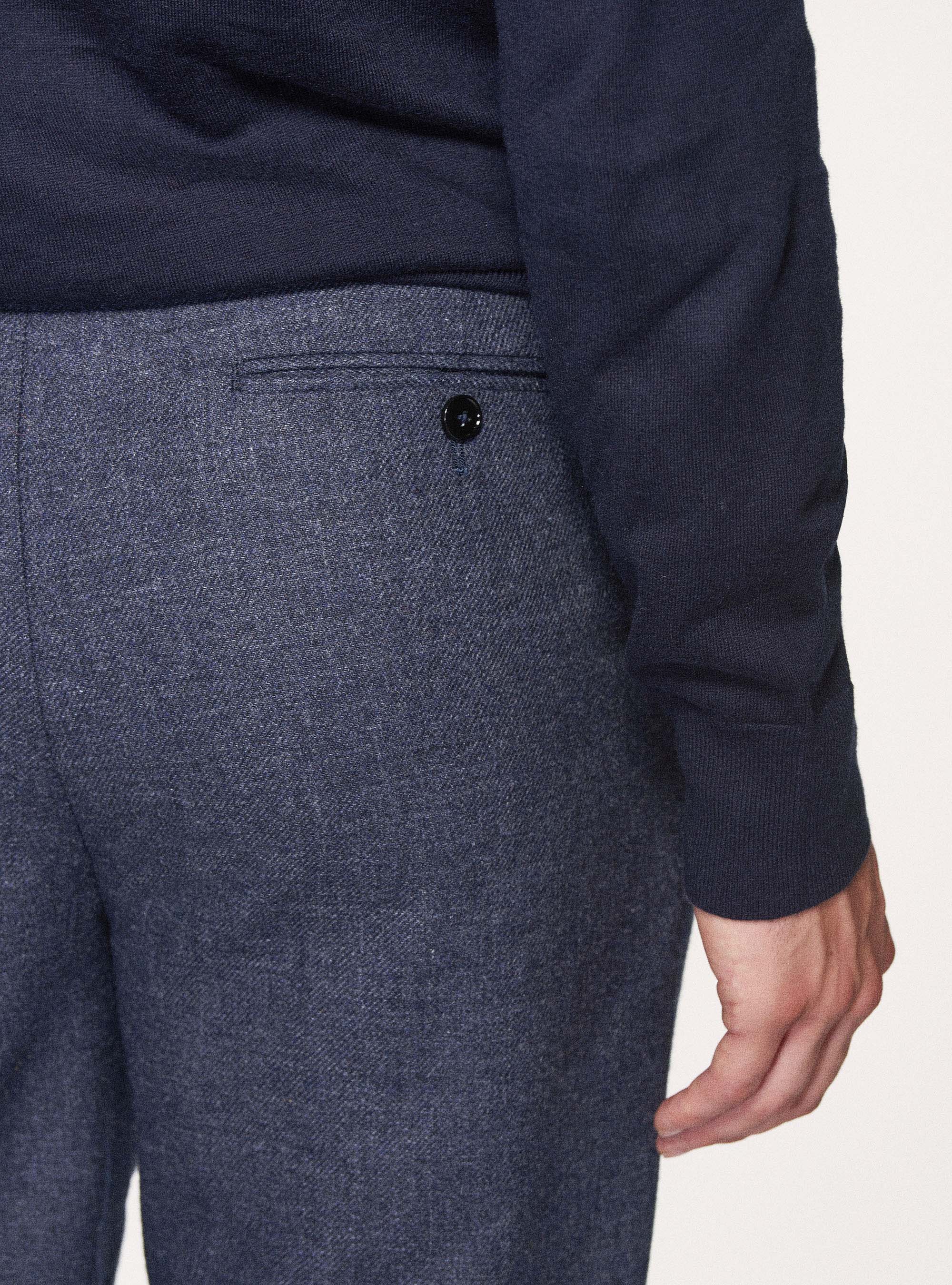 Pantalones de franela con doble pinza, AZUL MARINO