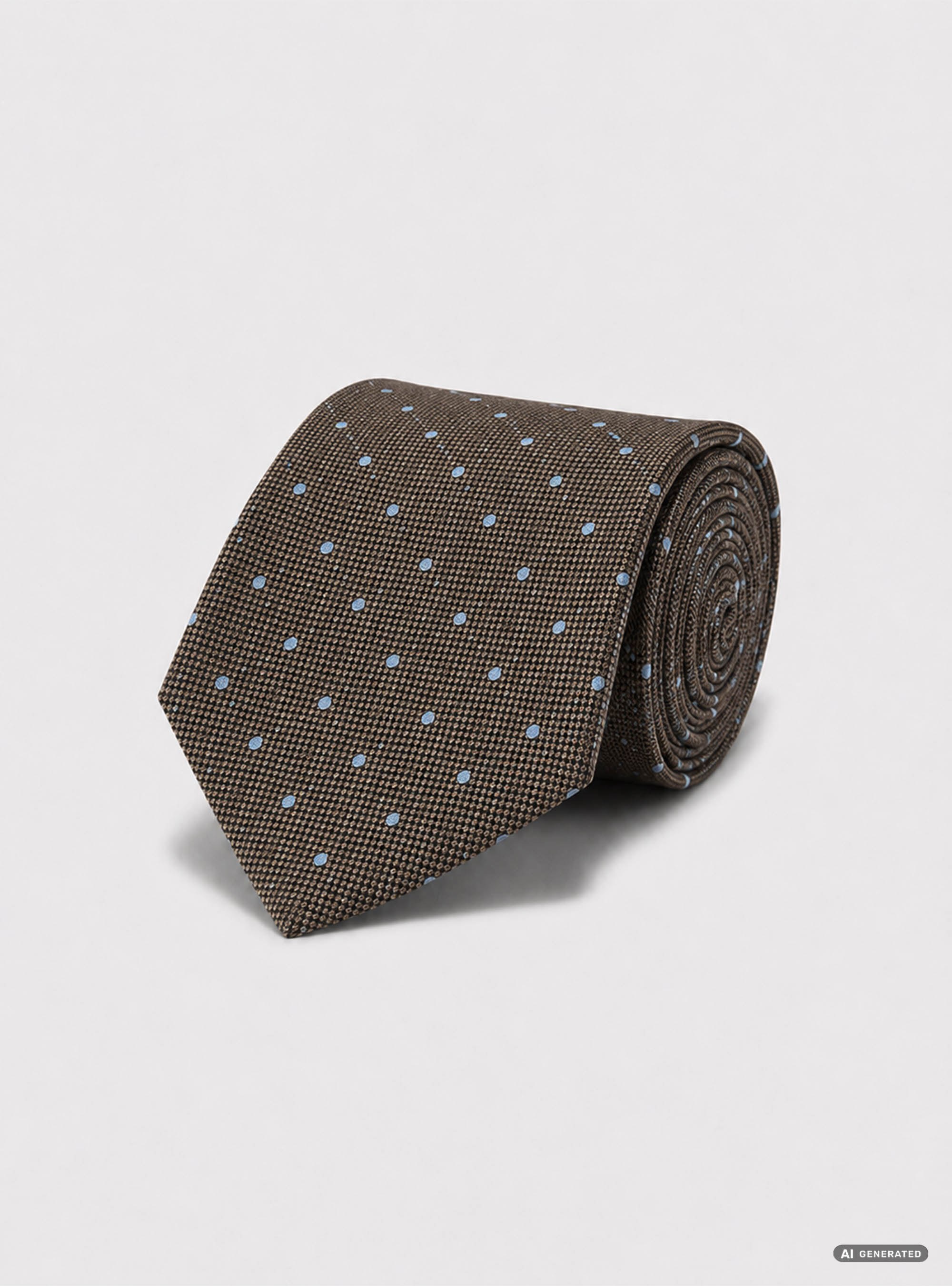 Cravatta in seta jacquard a pois, MARRONE