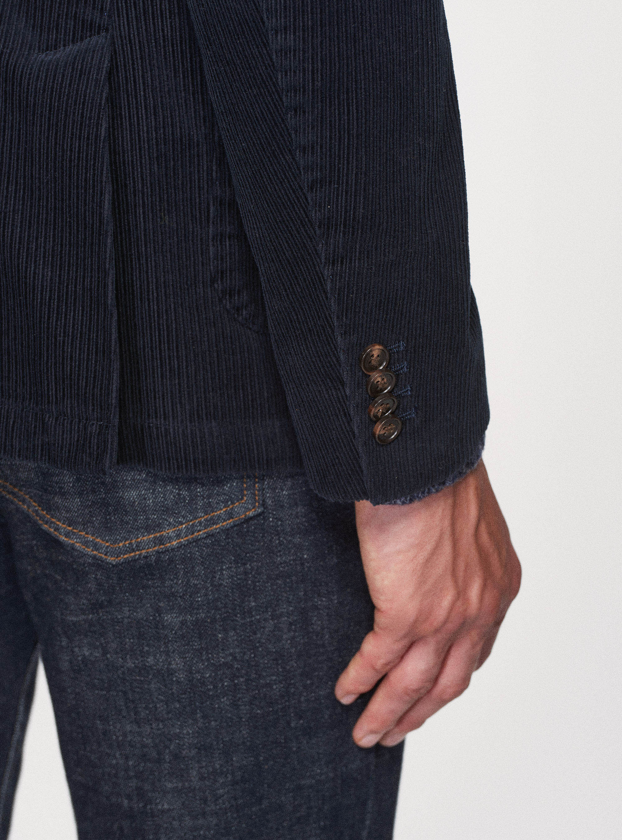 Giacca in velluto a coste di cotone, BLU NAVY