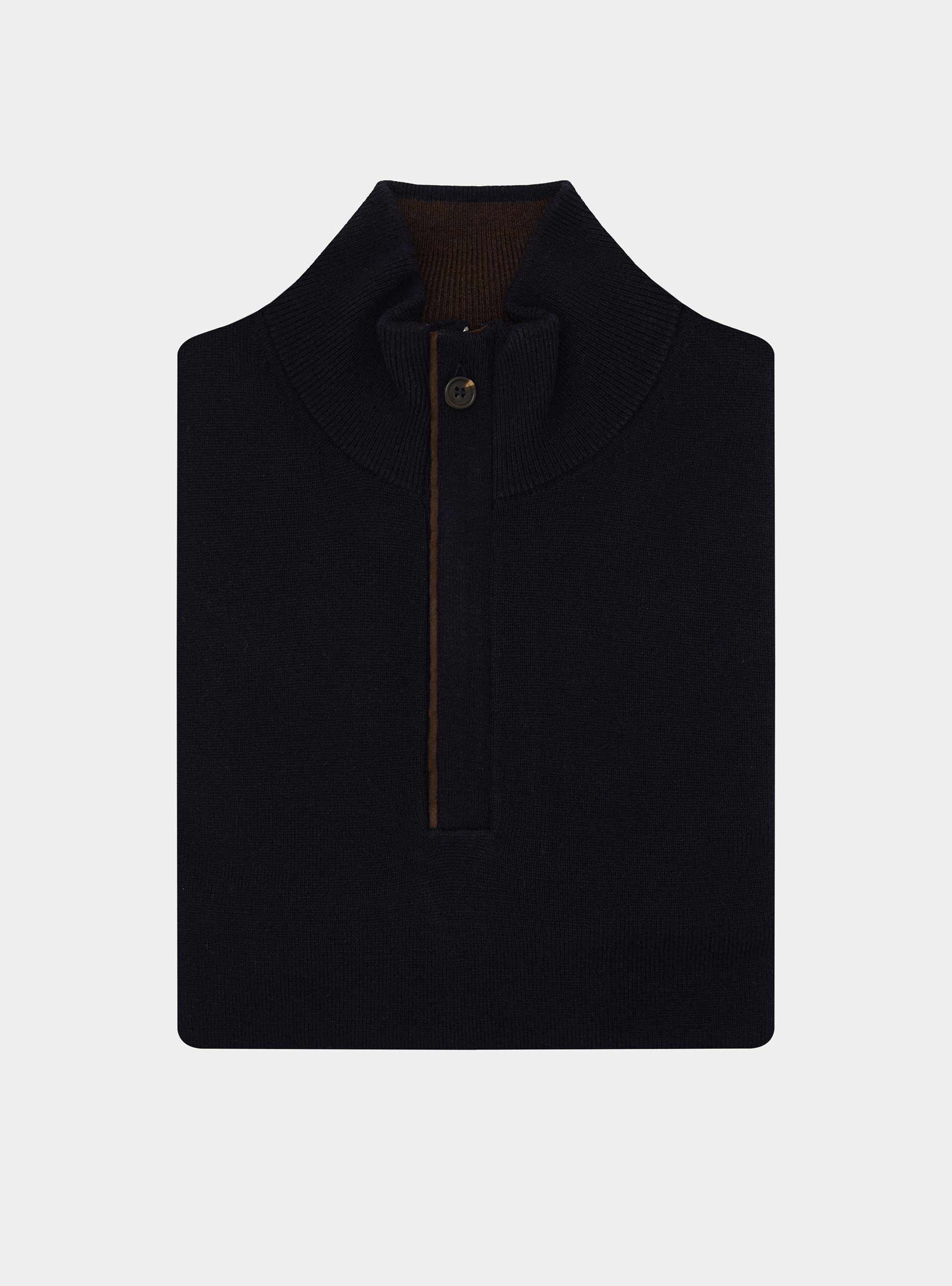 Pull demi-zip en m&eacute;lange de laine avec coudi&egrave;res, BLEU MARINE