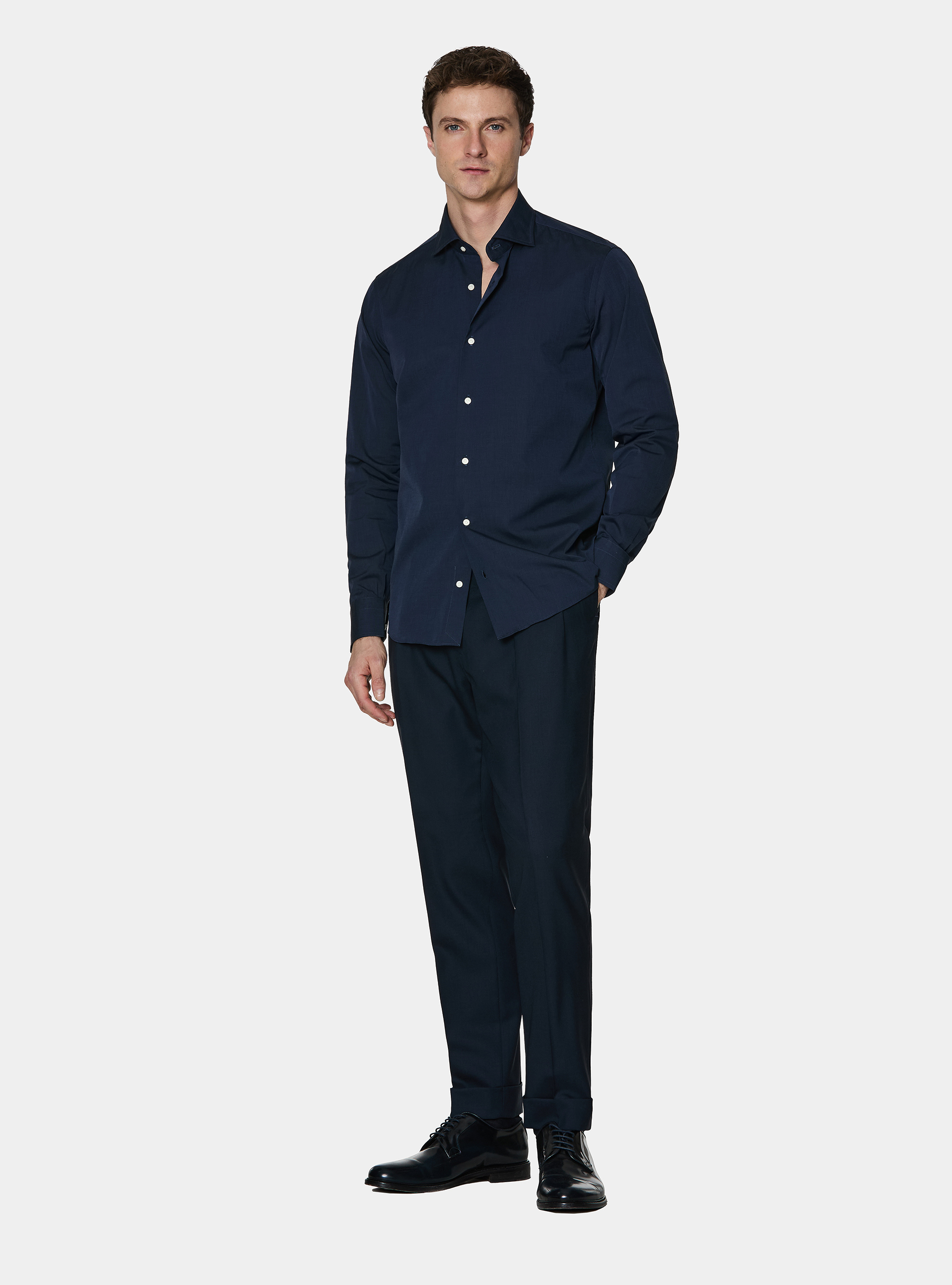 Baumwollhemd fil a fil, NAVY 0218C