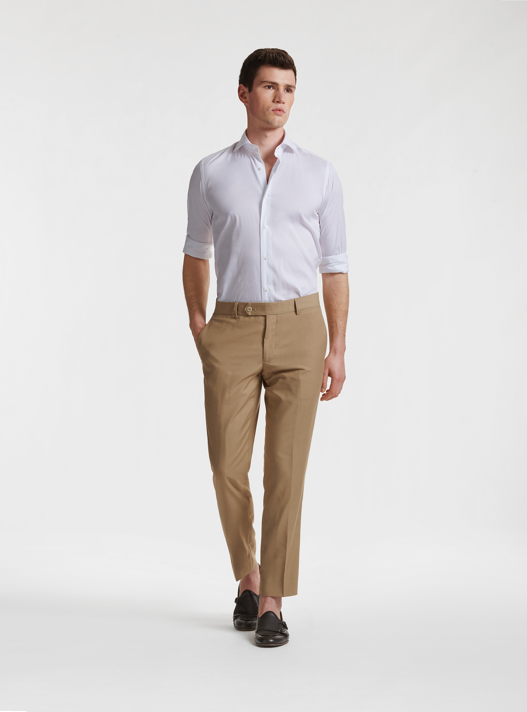 Pantaloni per abito slim fit, SABBIA