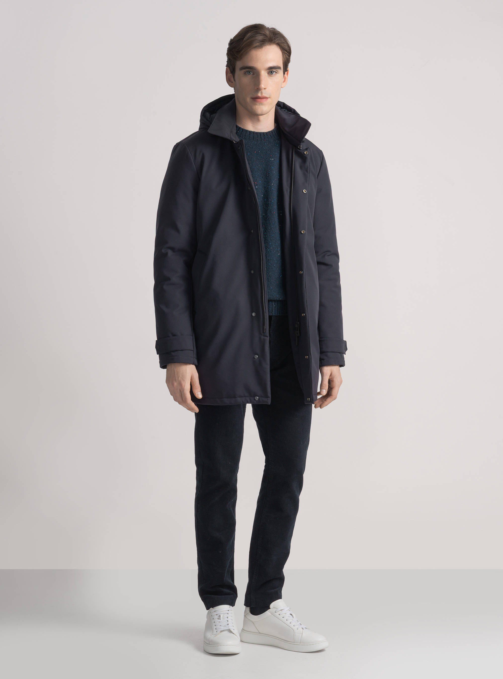 Parka técnica con capucha, AZUL MARINO