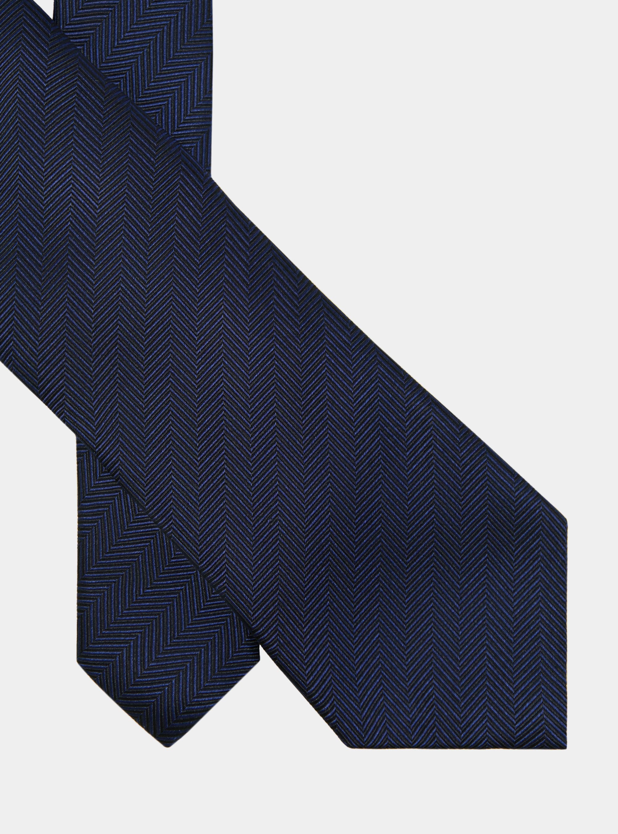 Cravate en soie à chevrons, BLEU