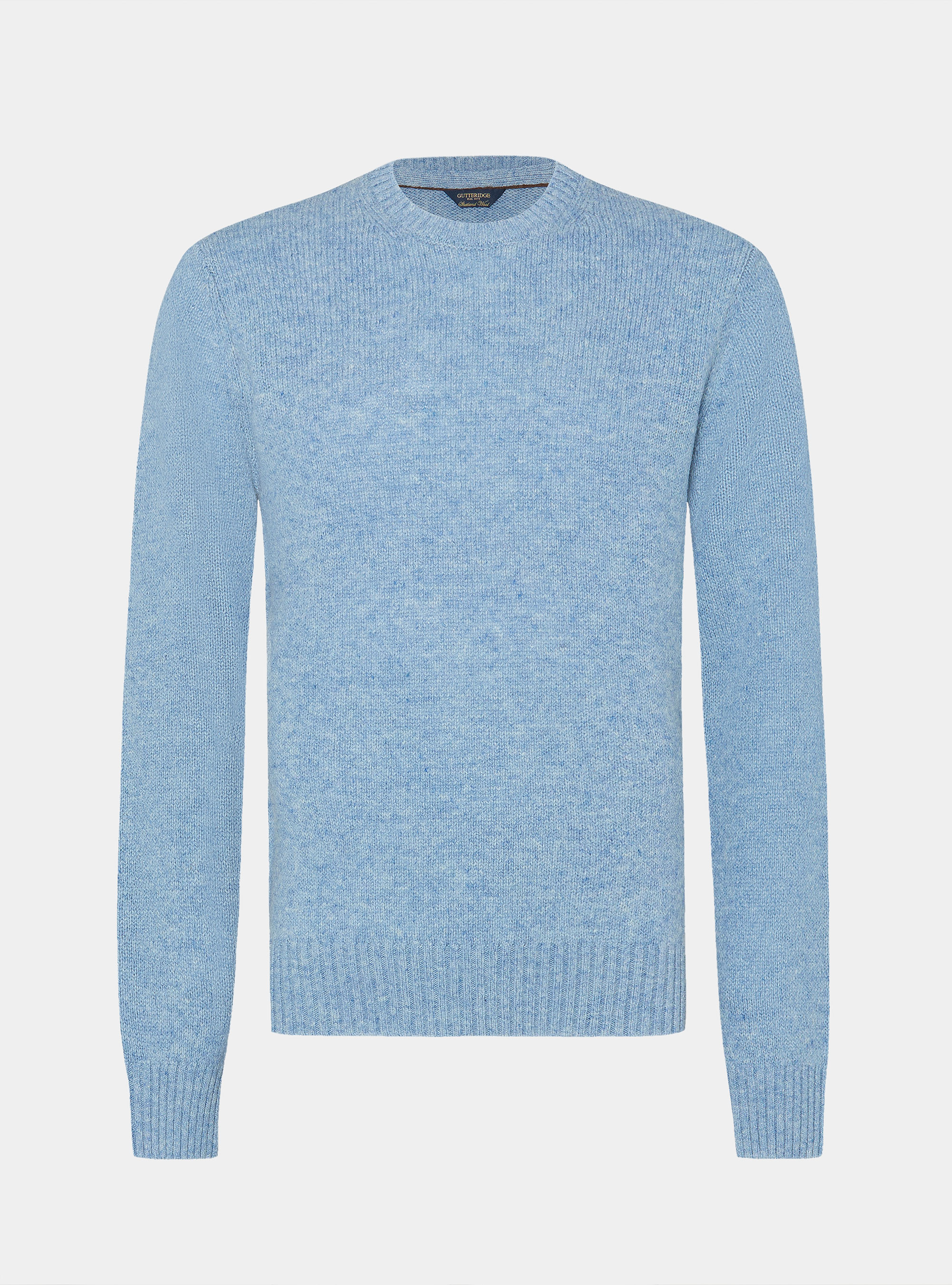 Shetland wool crew-neck sweater, LIGHT BLUE