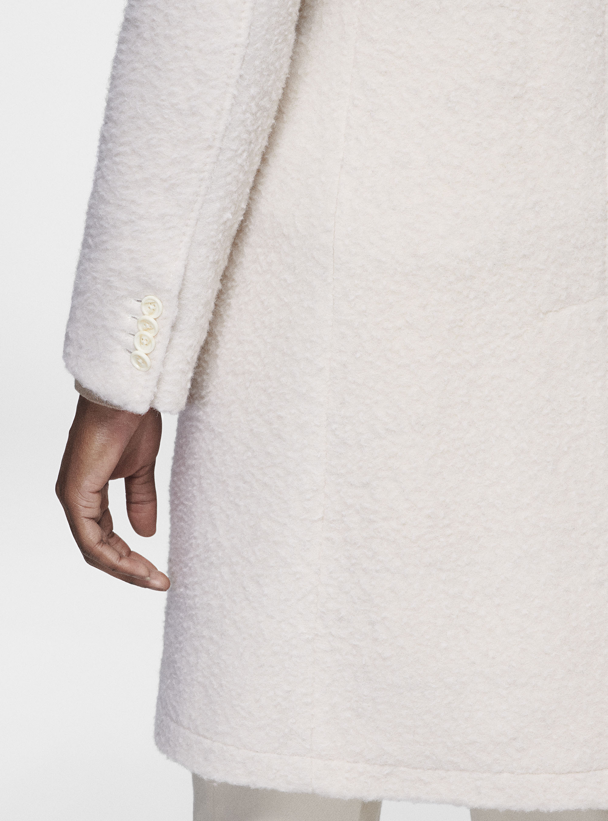 Felted cloth double-breasted coat, WHITE