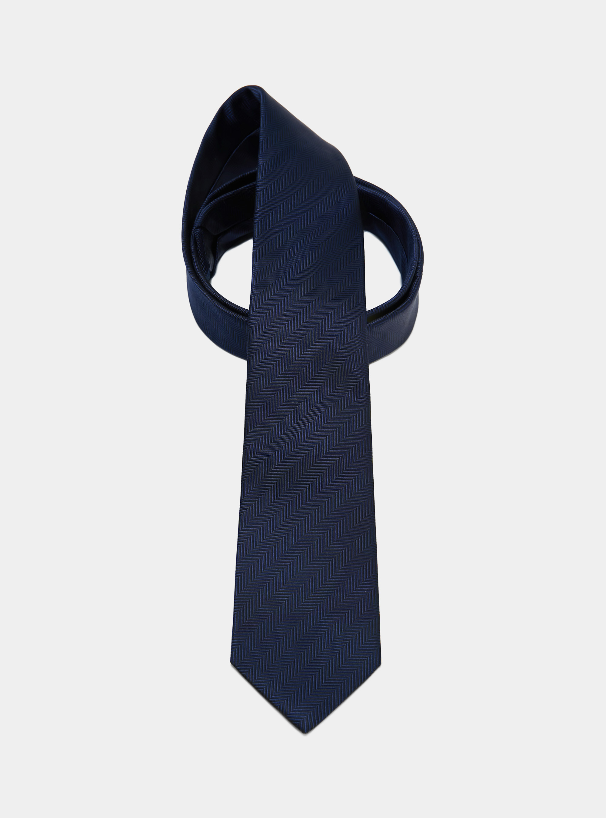 Cravate en soie à chevrons, BLEU