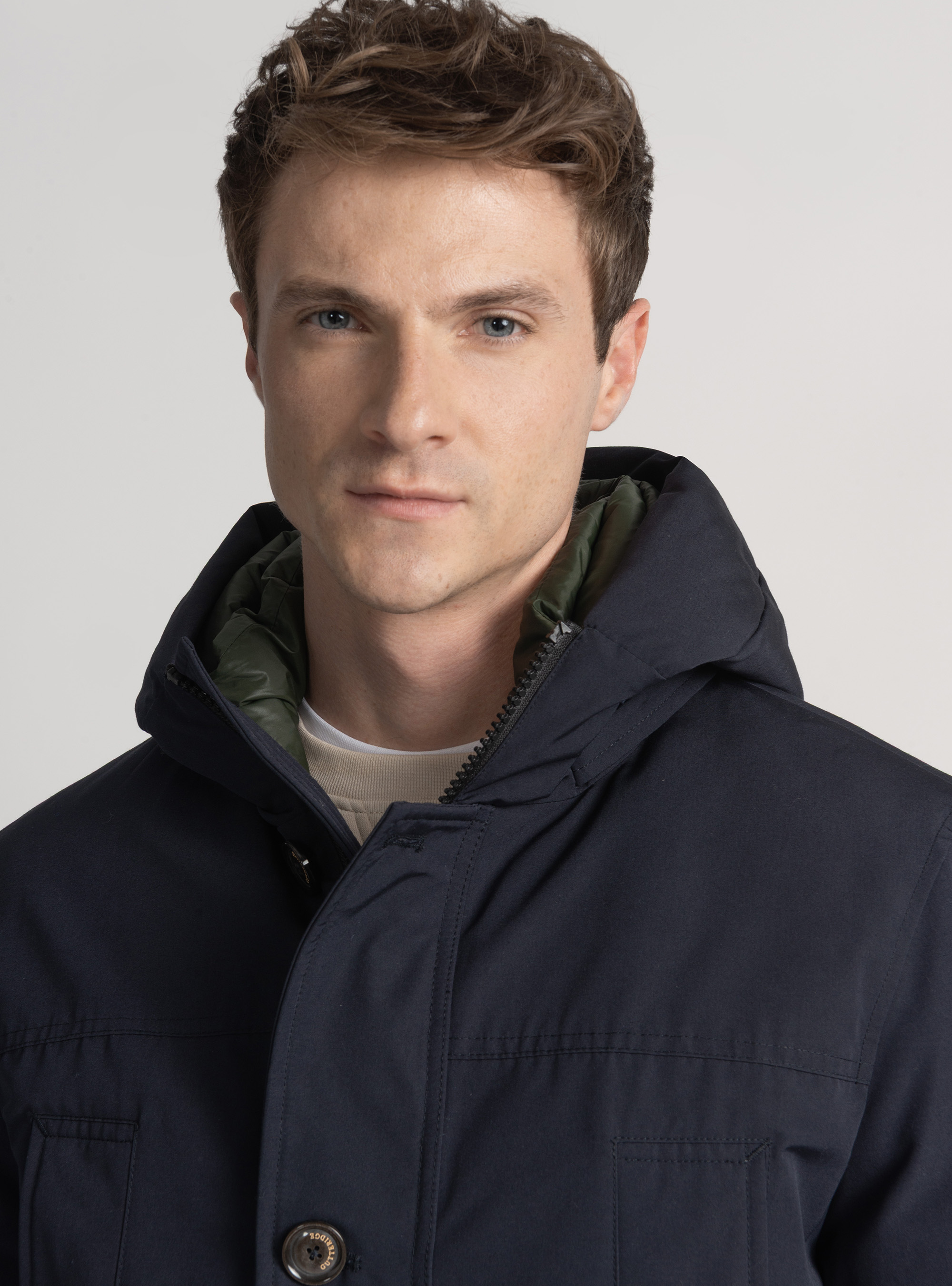 Parka acolchada con capucha, AZUL MARINO