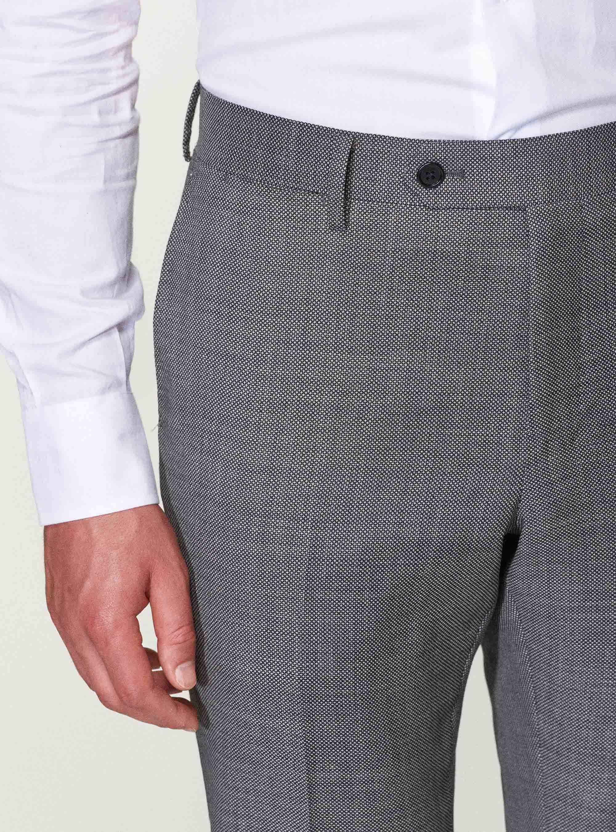 Pure wool partridge eye suit trousers, ASPHALT GREY