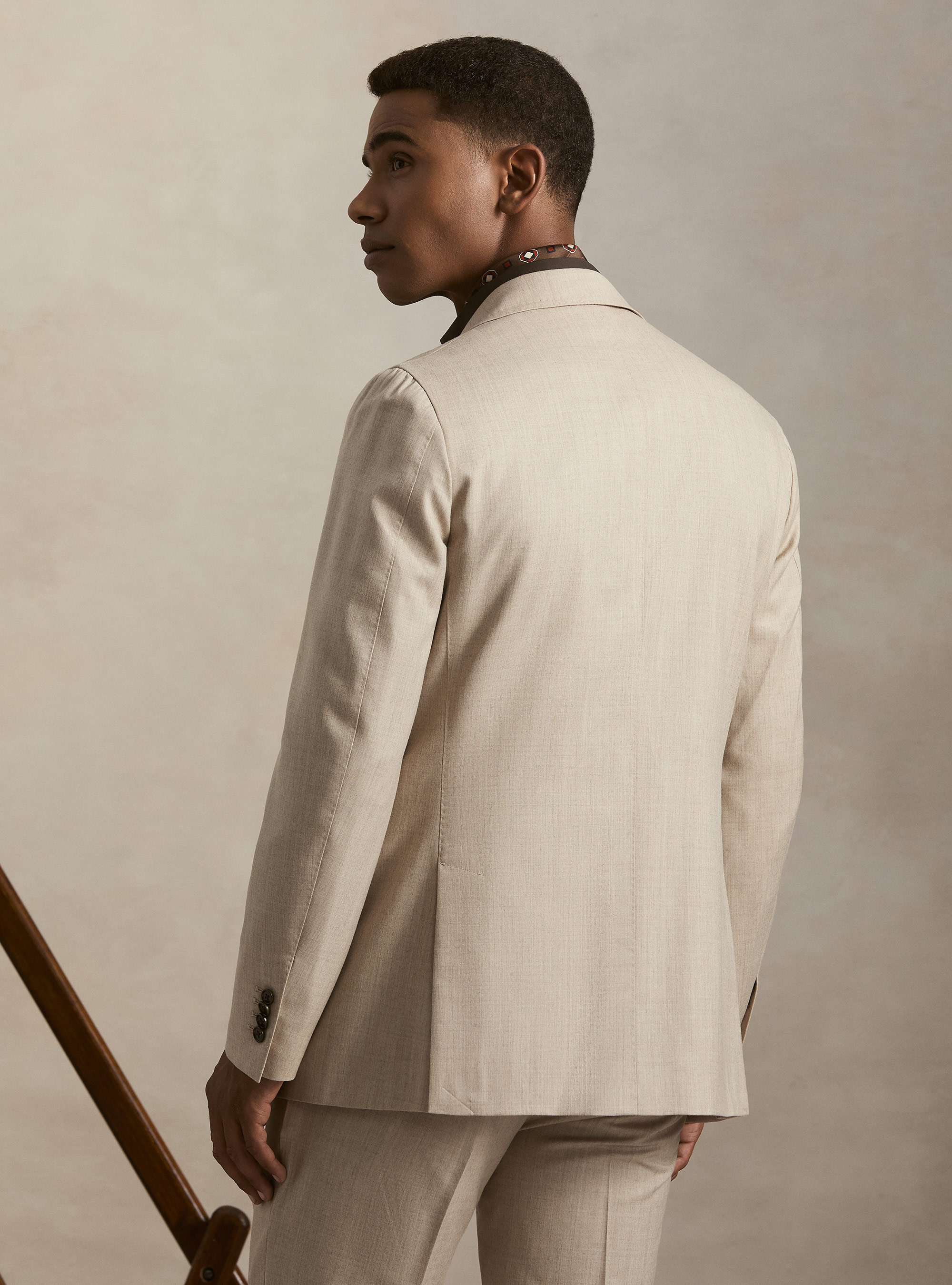 Wool flannel suit blazer, SAND