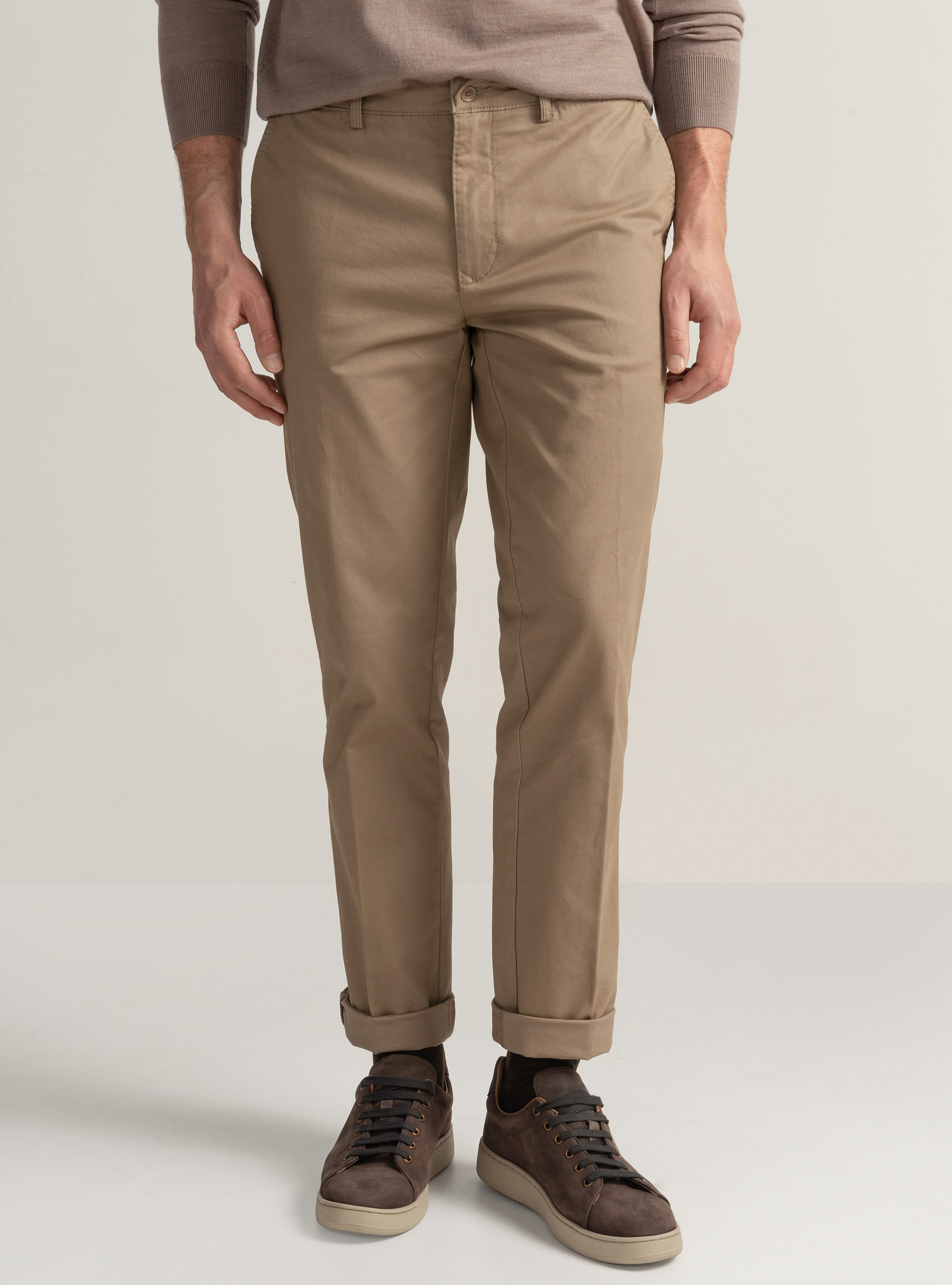 Pantaloni chino slim fit in twill stretch, FANGO