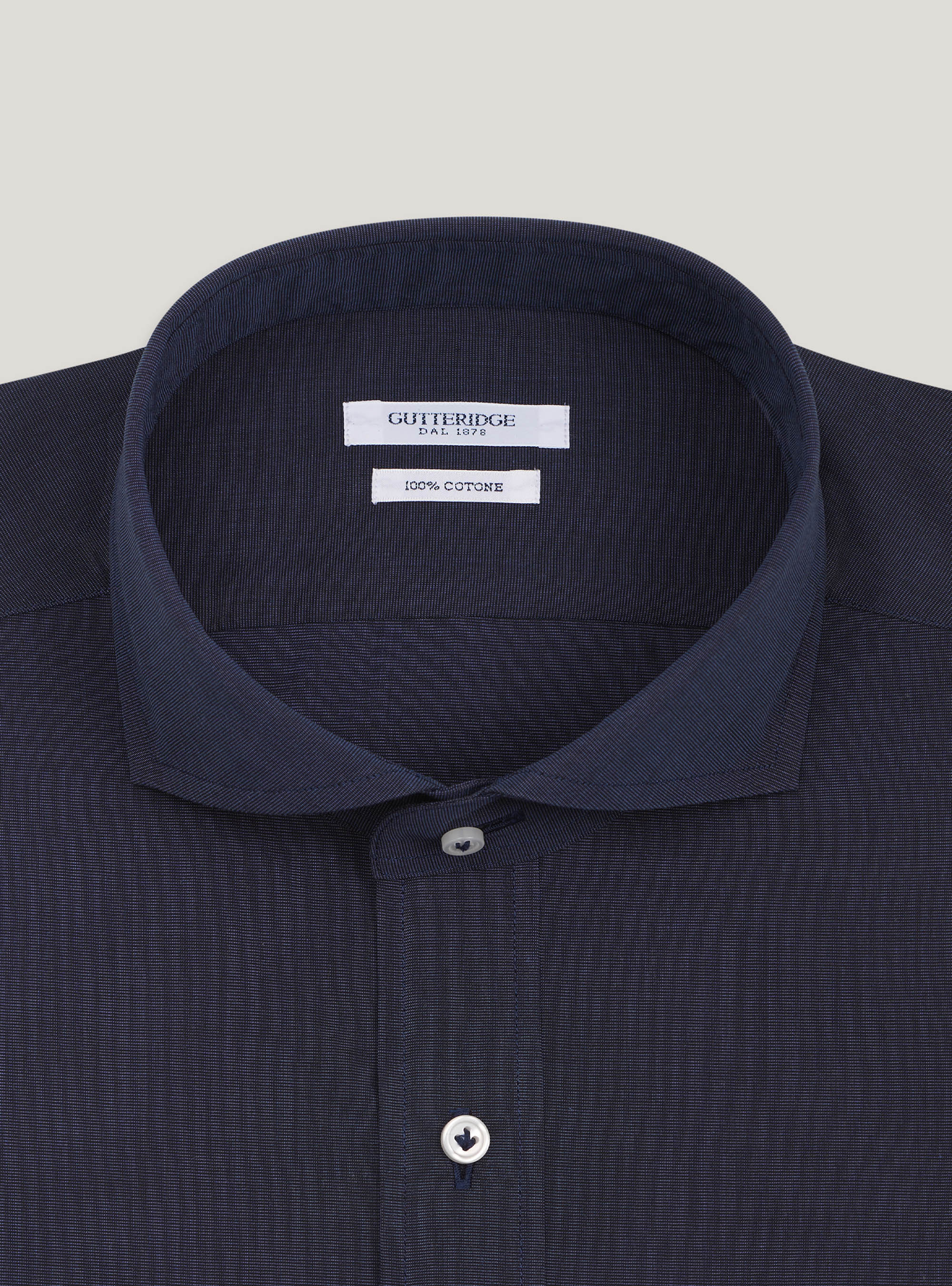 Camisa de algod&oacute;n con cuello franc&eacute;s, AZUL MARINO