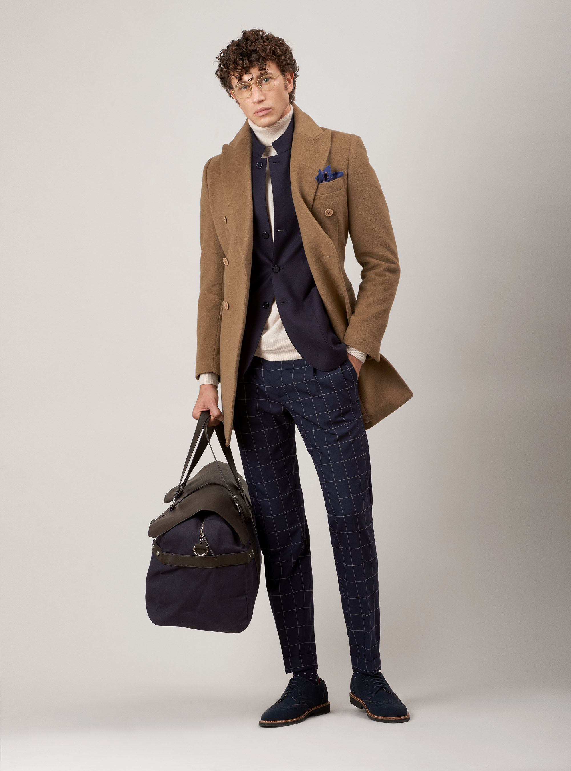 Korean cashmere flannel jacket, NAVY BLUE