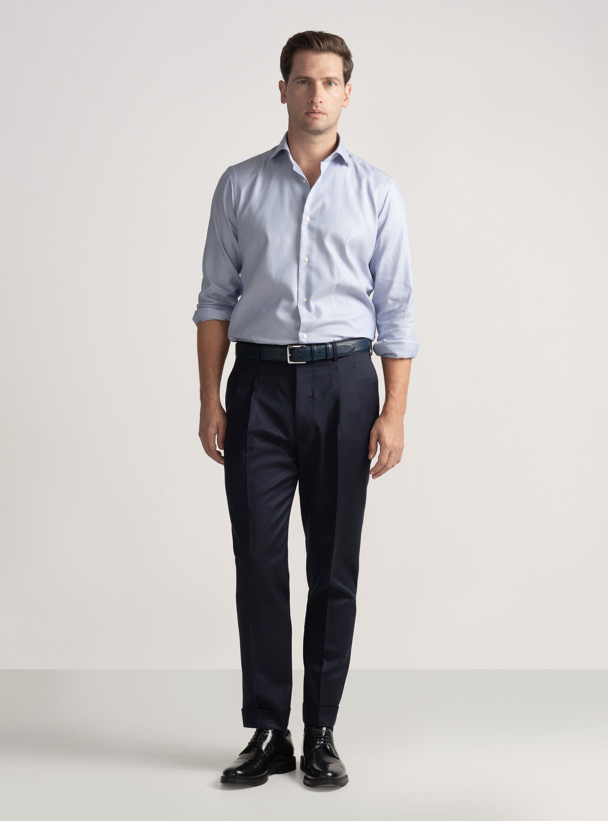 Textured cotton shirt, BLUE