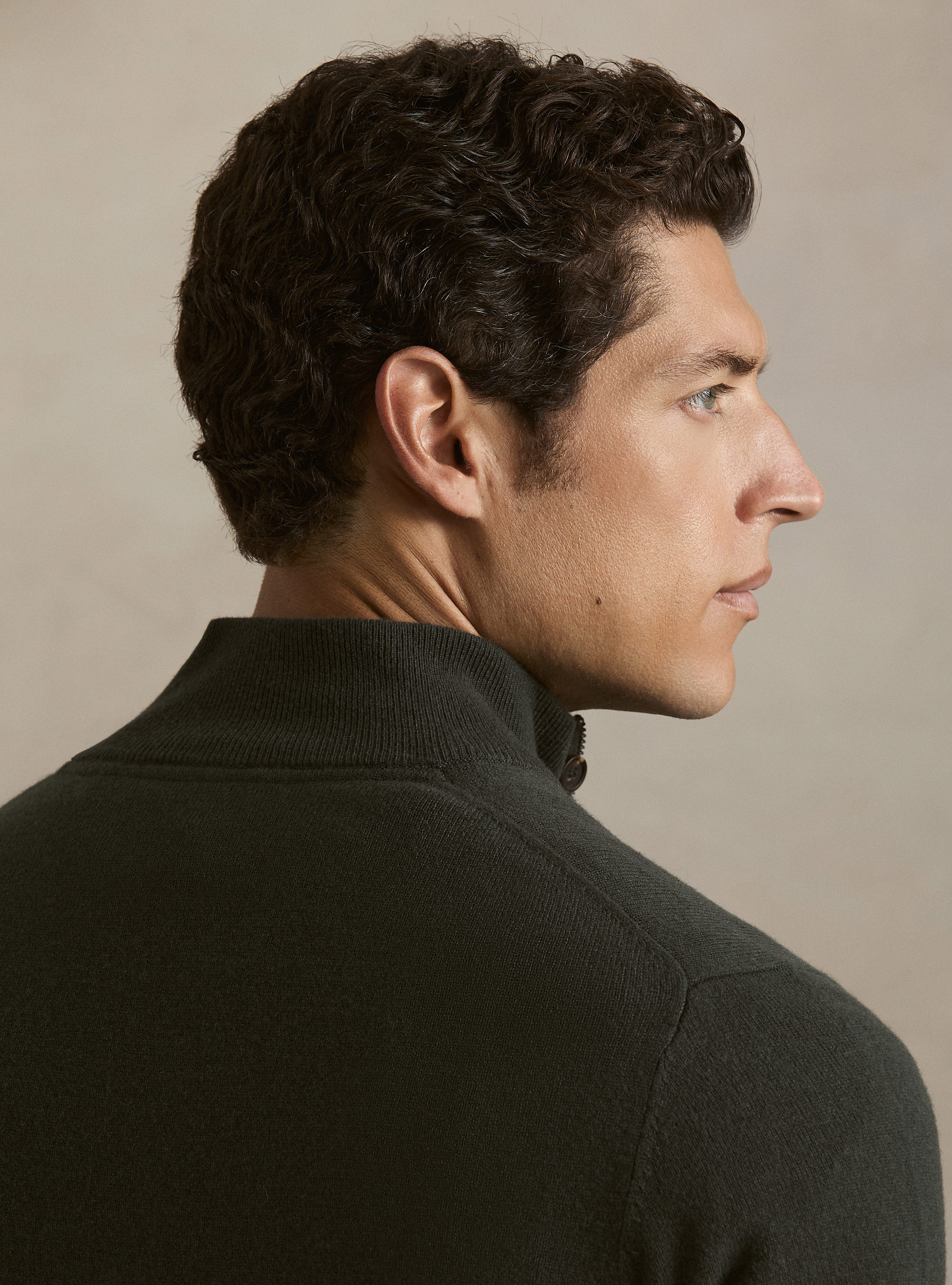 Half-zip lambswool and cashmere sweater, MILITARE 0609C