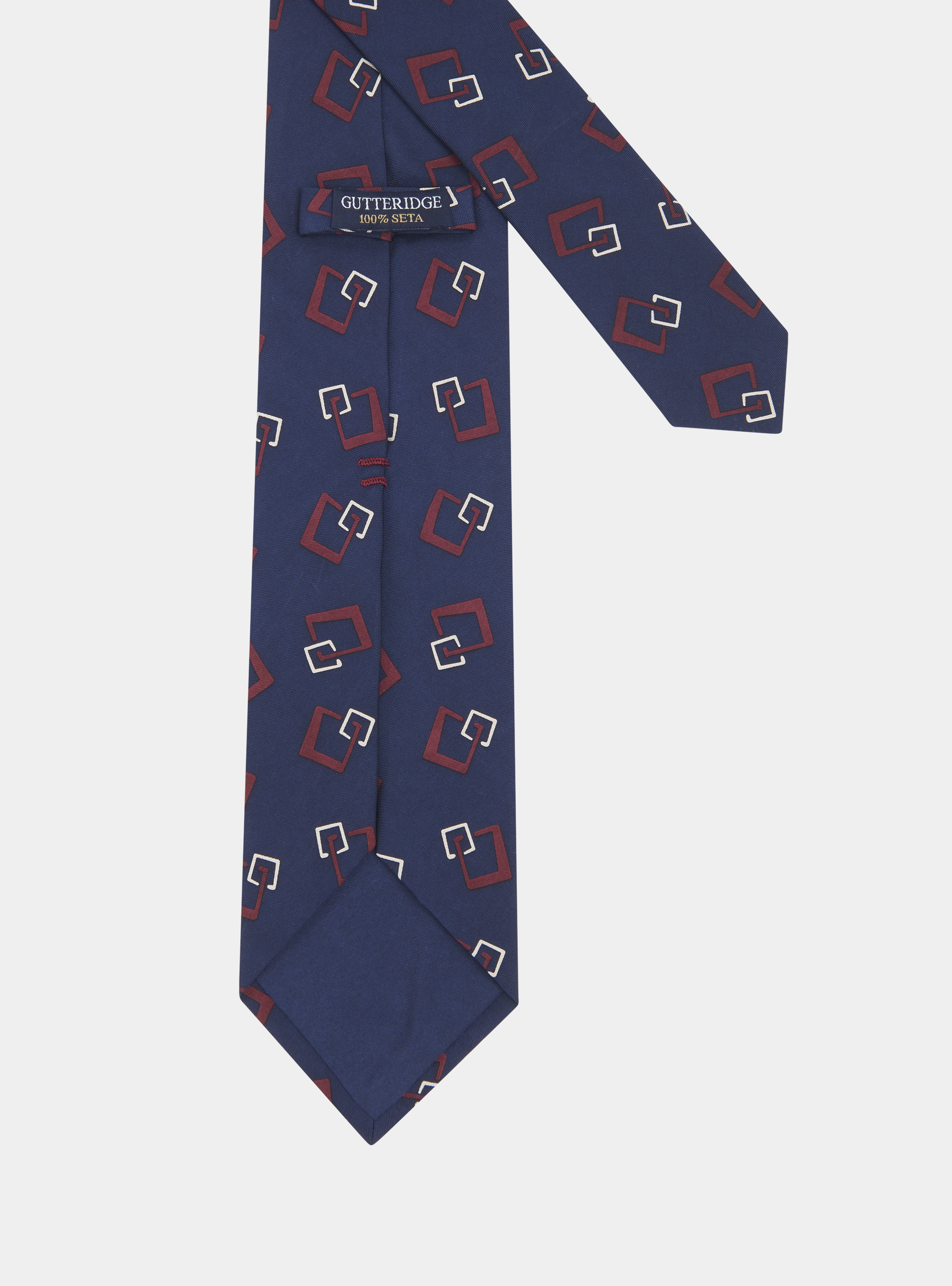 Cravatta in seta a fantasia geometrica, BLU NAVY