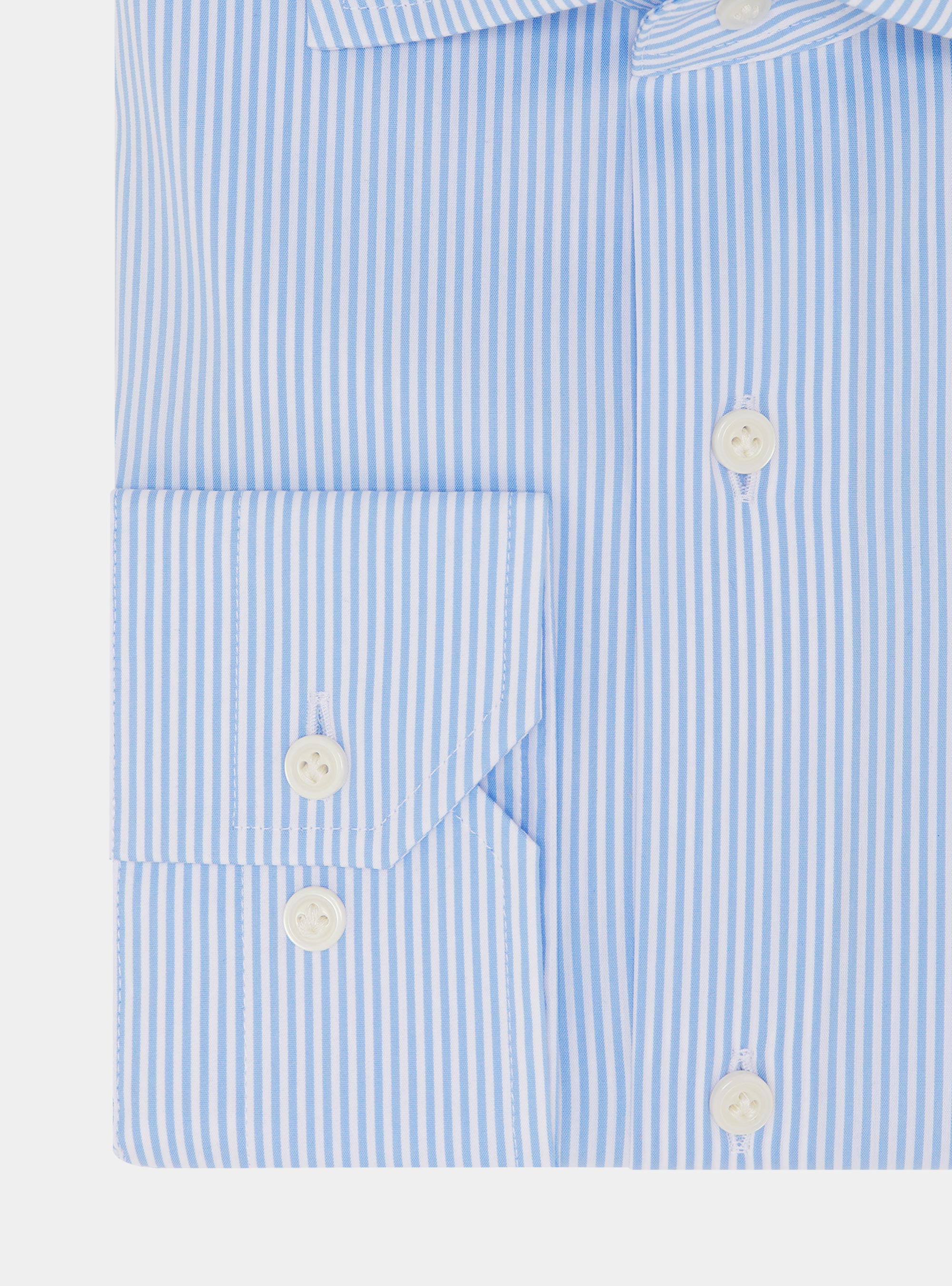 Camicia a righe popeline stretch, AZZURRO