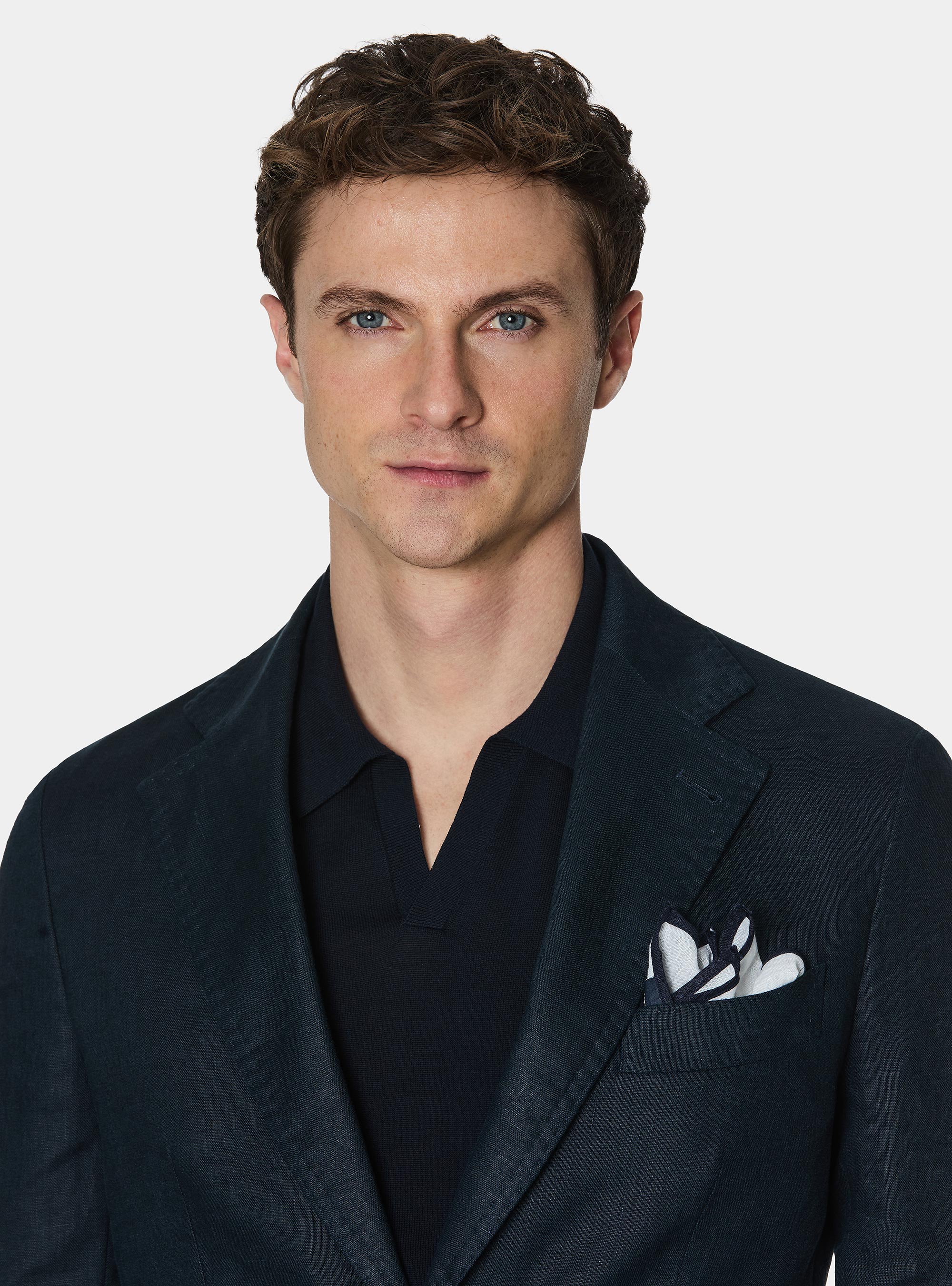 Pure linen suit blazer, NAVY BLUE