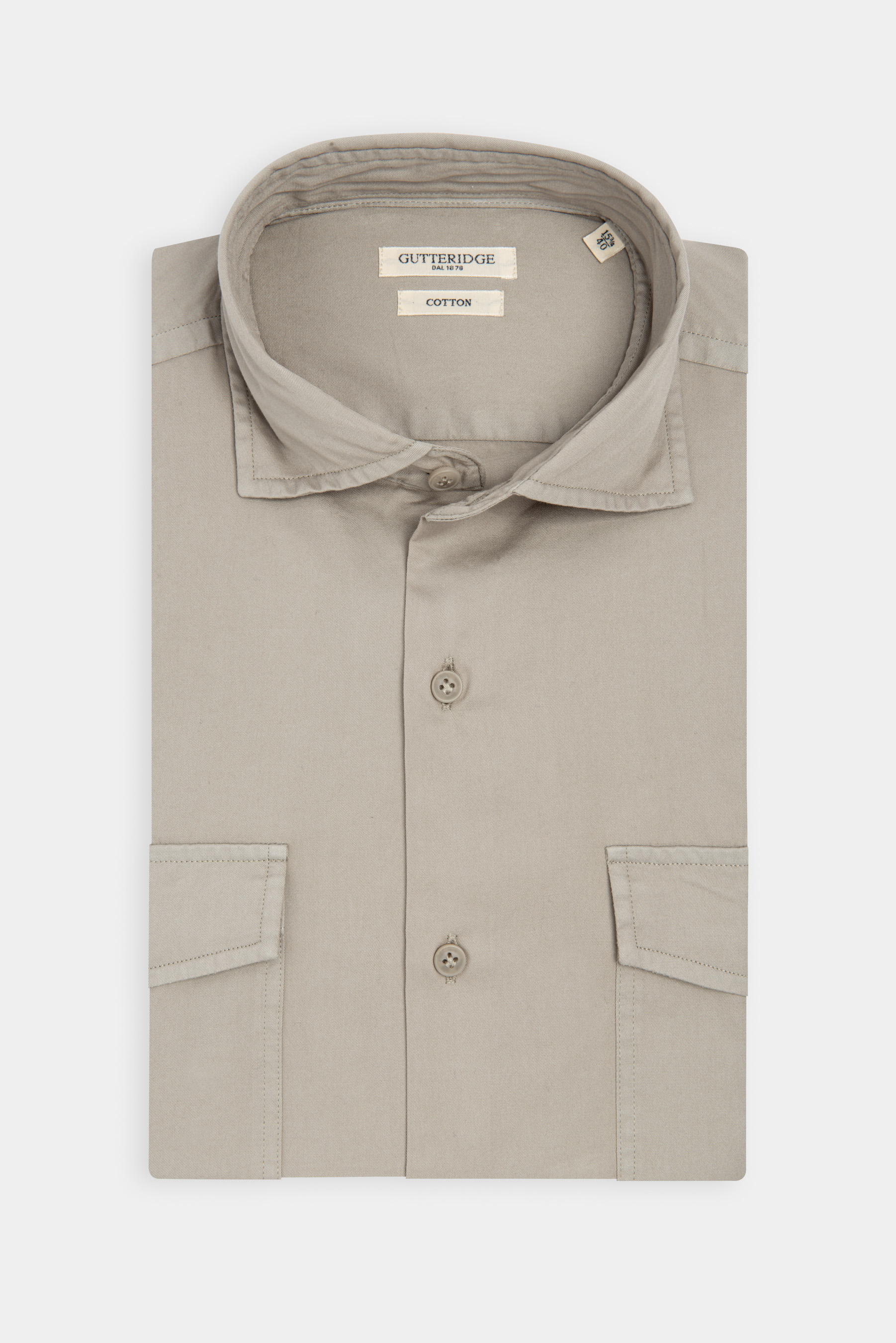 Garment dyed cotton shirt with pockets, SAND