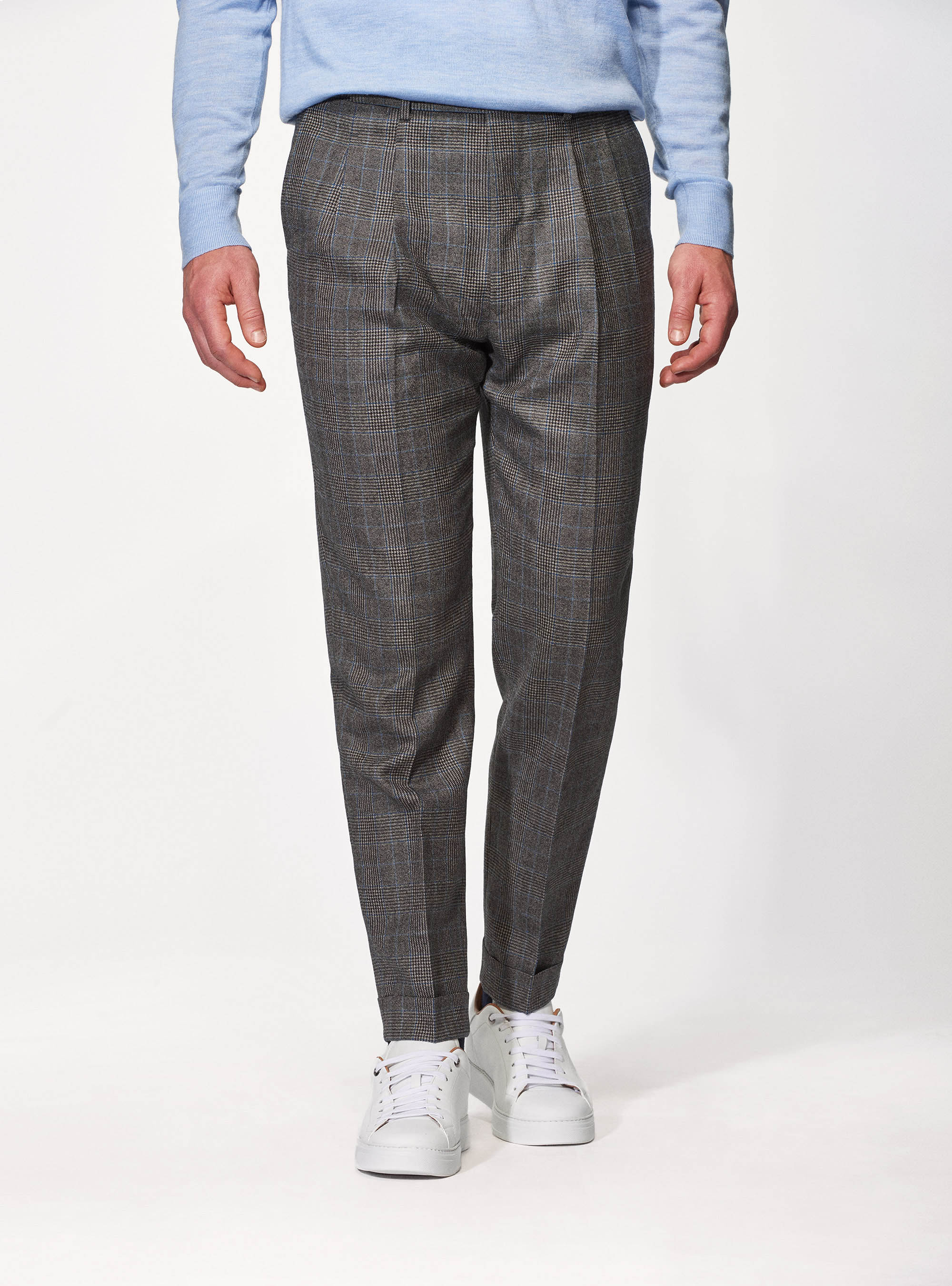 Pantaloni per abito principe di Galles in 100% lana Vitale Barberis Canonico, FANGO