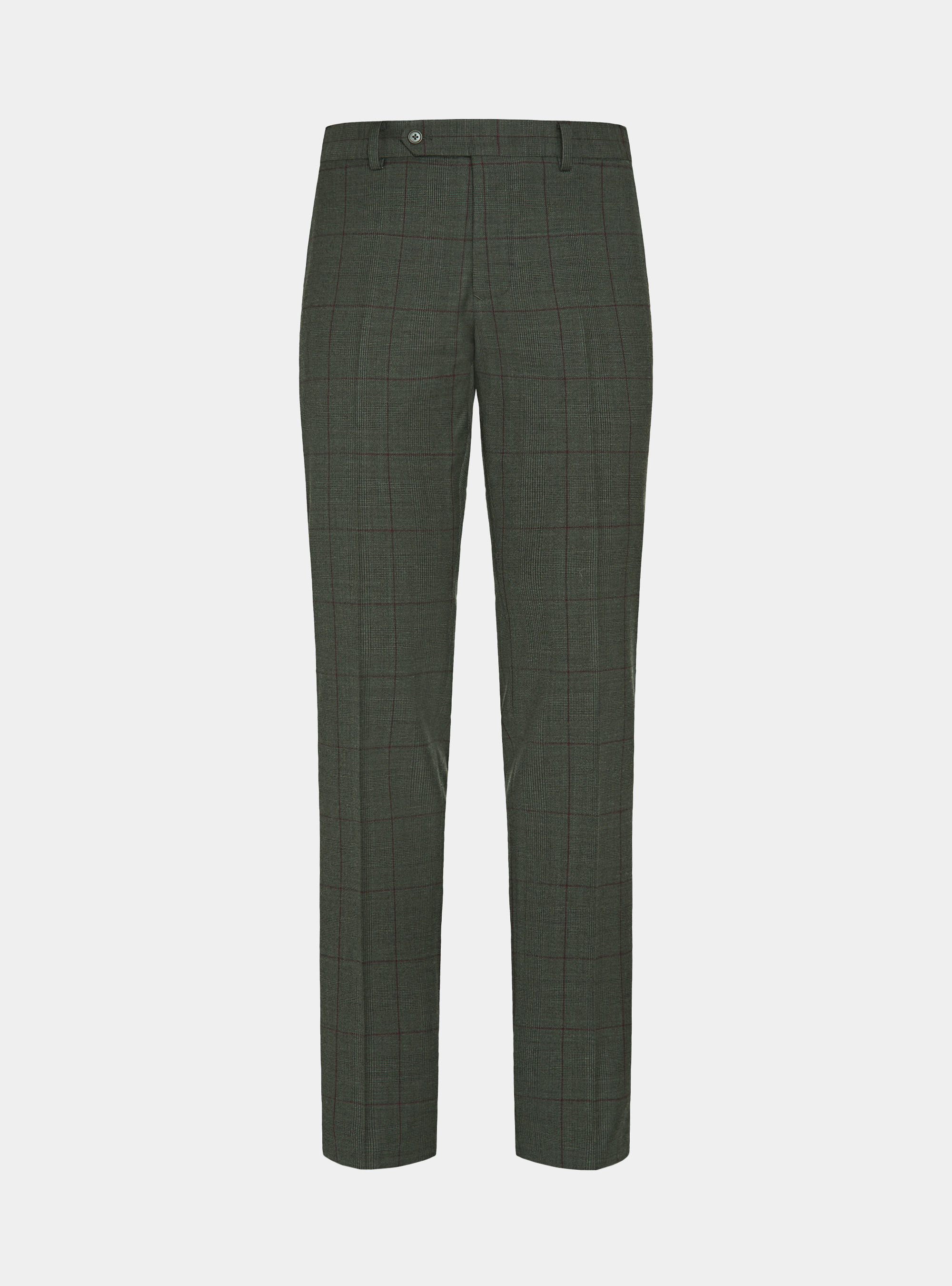 Pantaloni in pura lana fantasia, VERDE