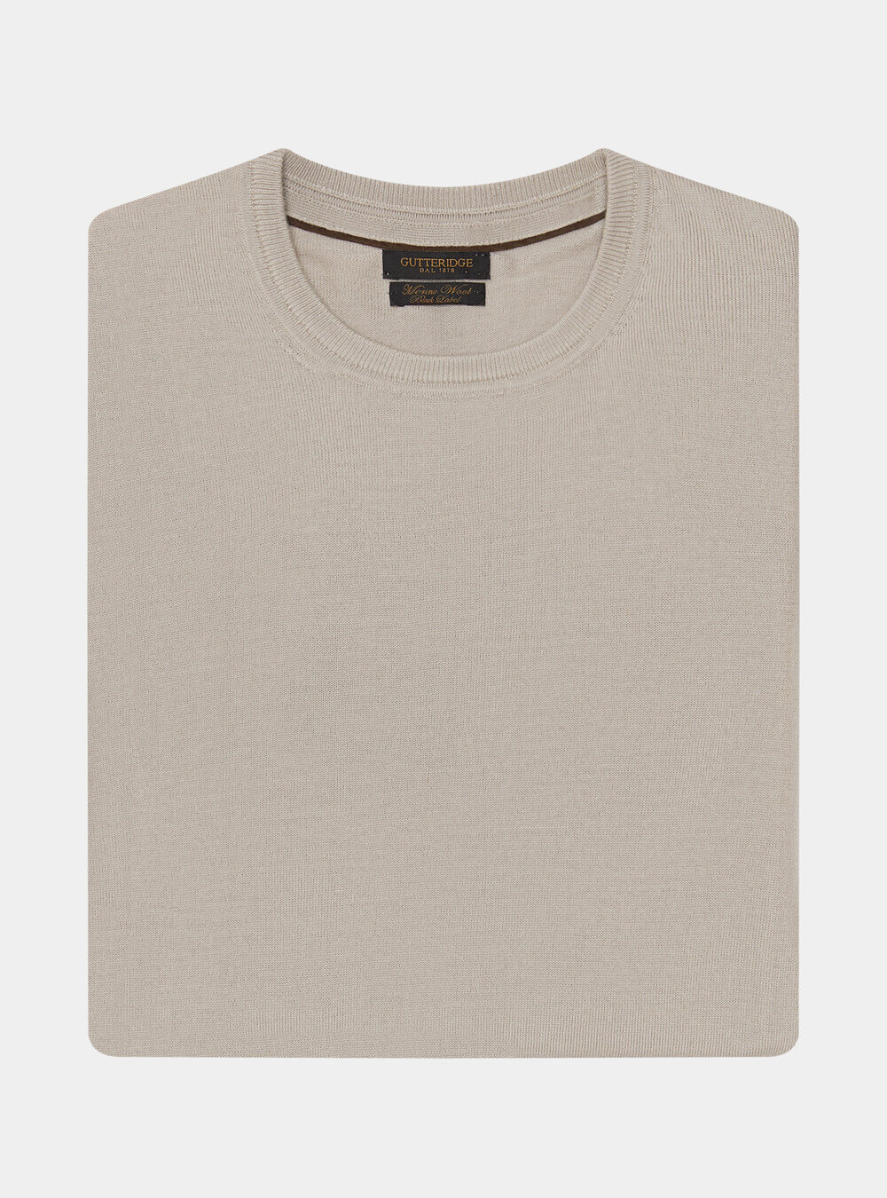 Maglia girocollo in pura lana merino extrafine, SABBIA