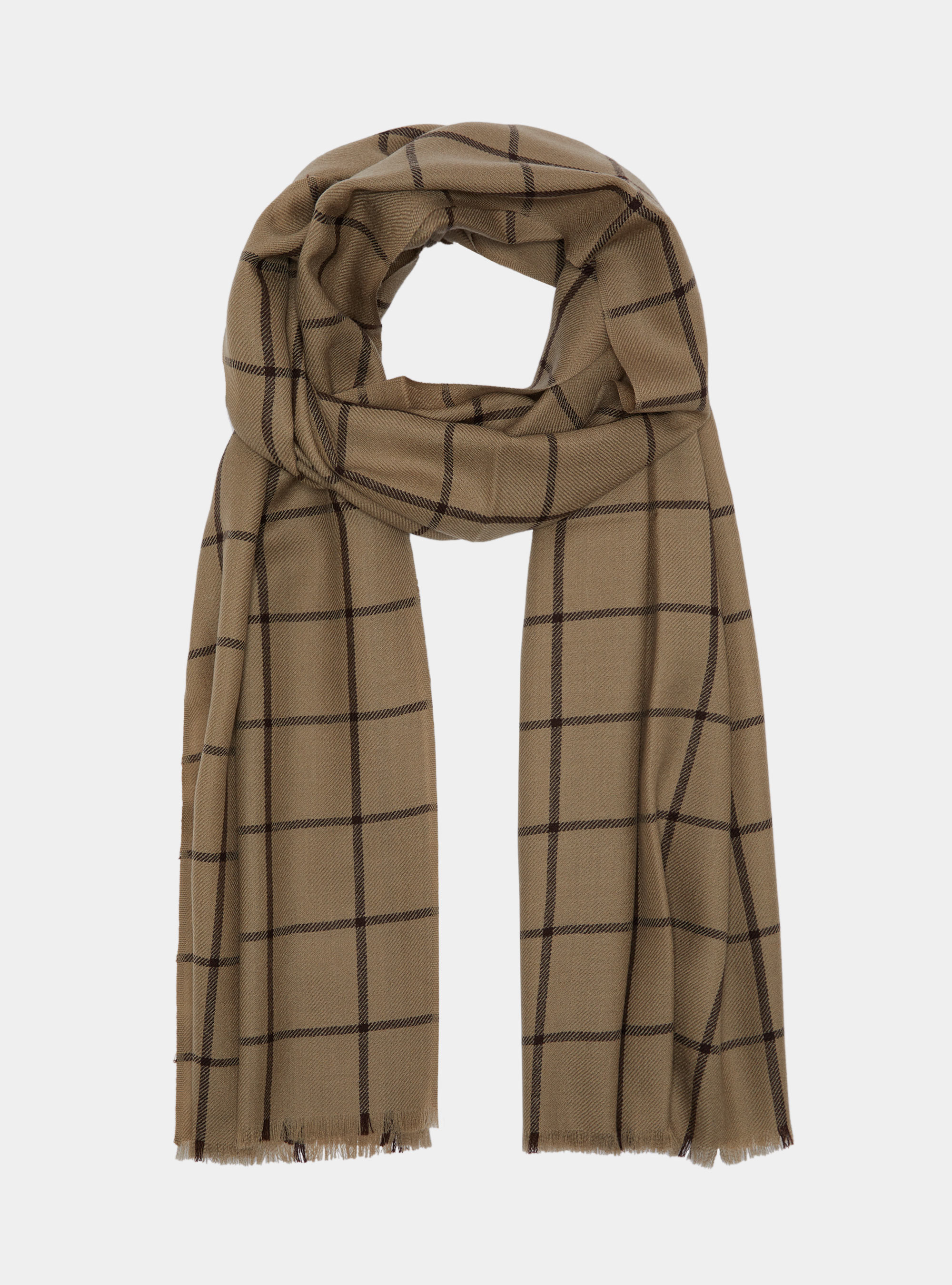 Gutteridge - Patterned wool scarf, Unisex, Sand, Size: Unica