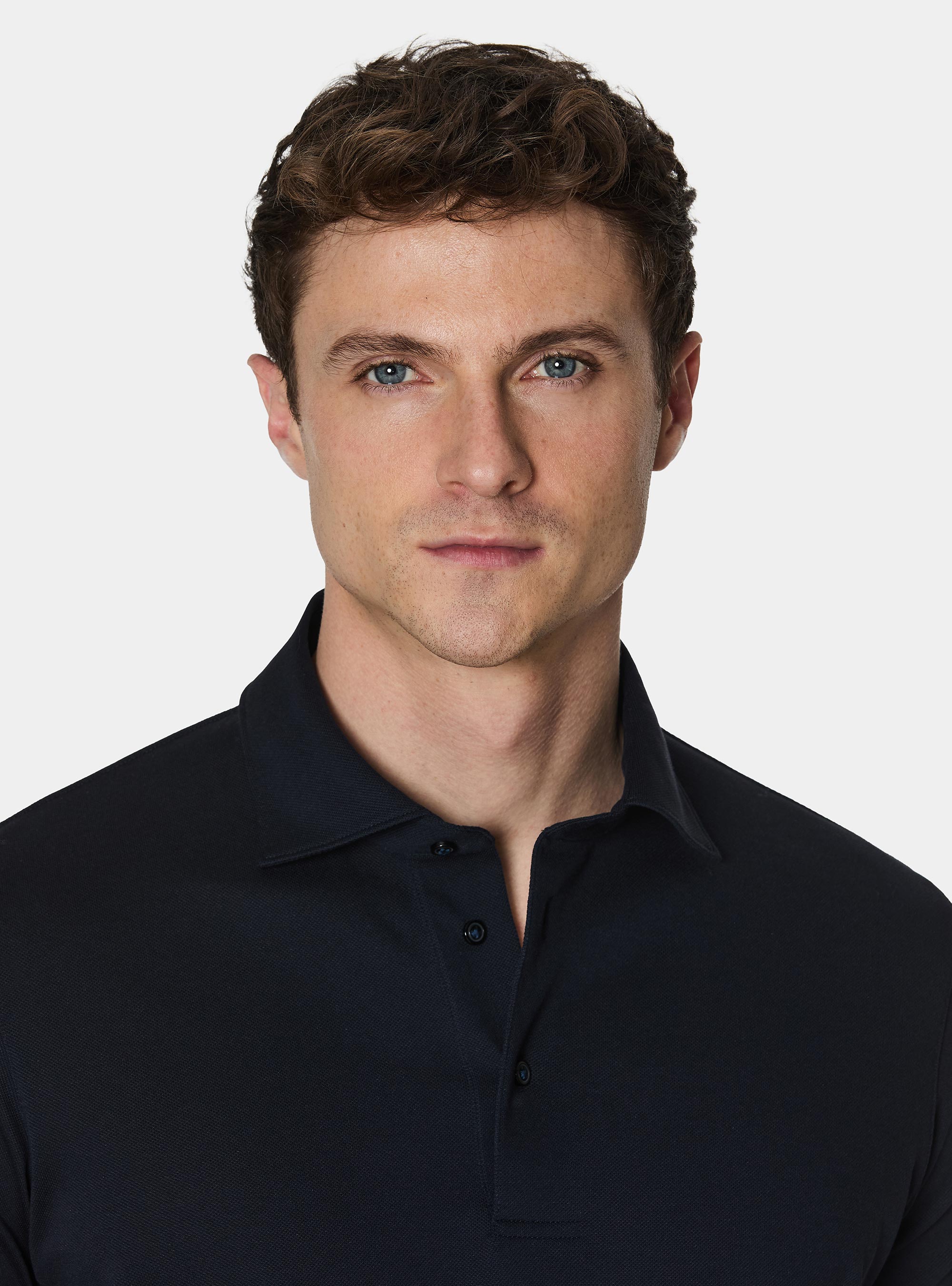 GT01 stretch pique polo shirt, NAVY BLUE