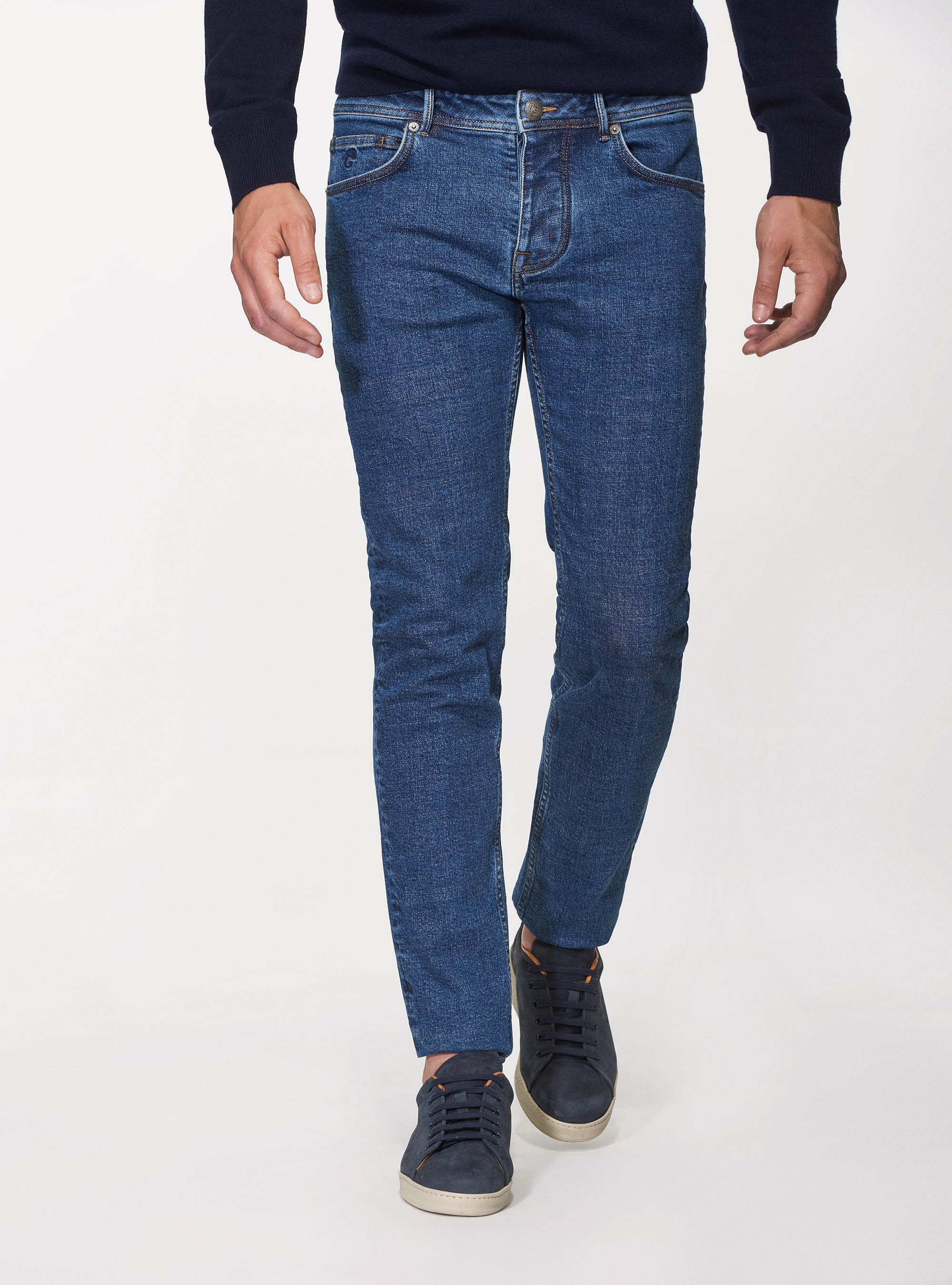 Jeans regular fit slavato, BLU NAVY