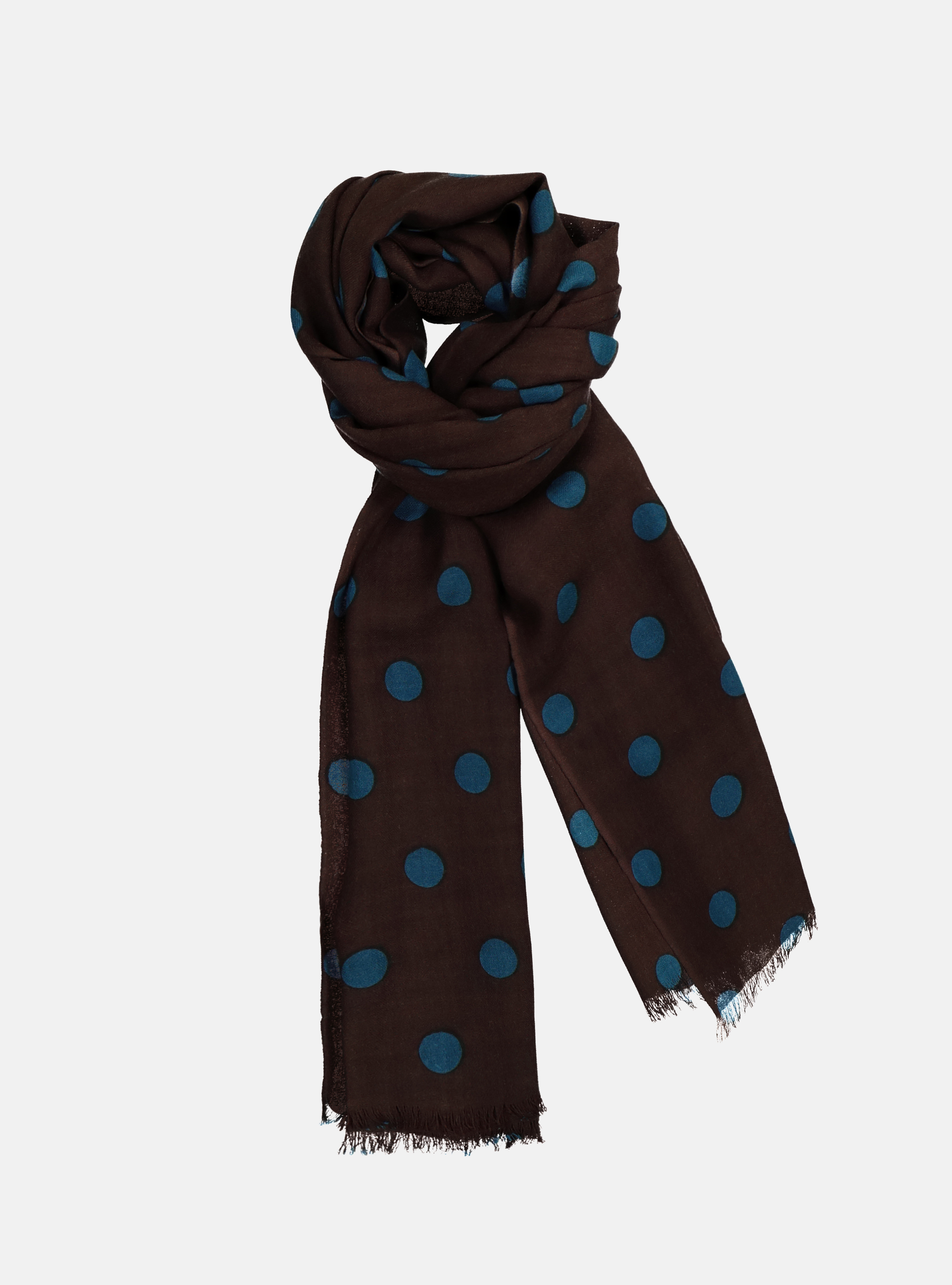 POLKA DOT WOOL SCARF, BROWN