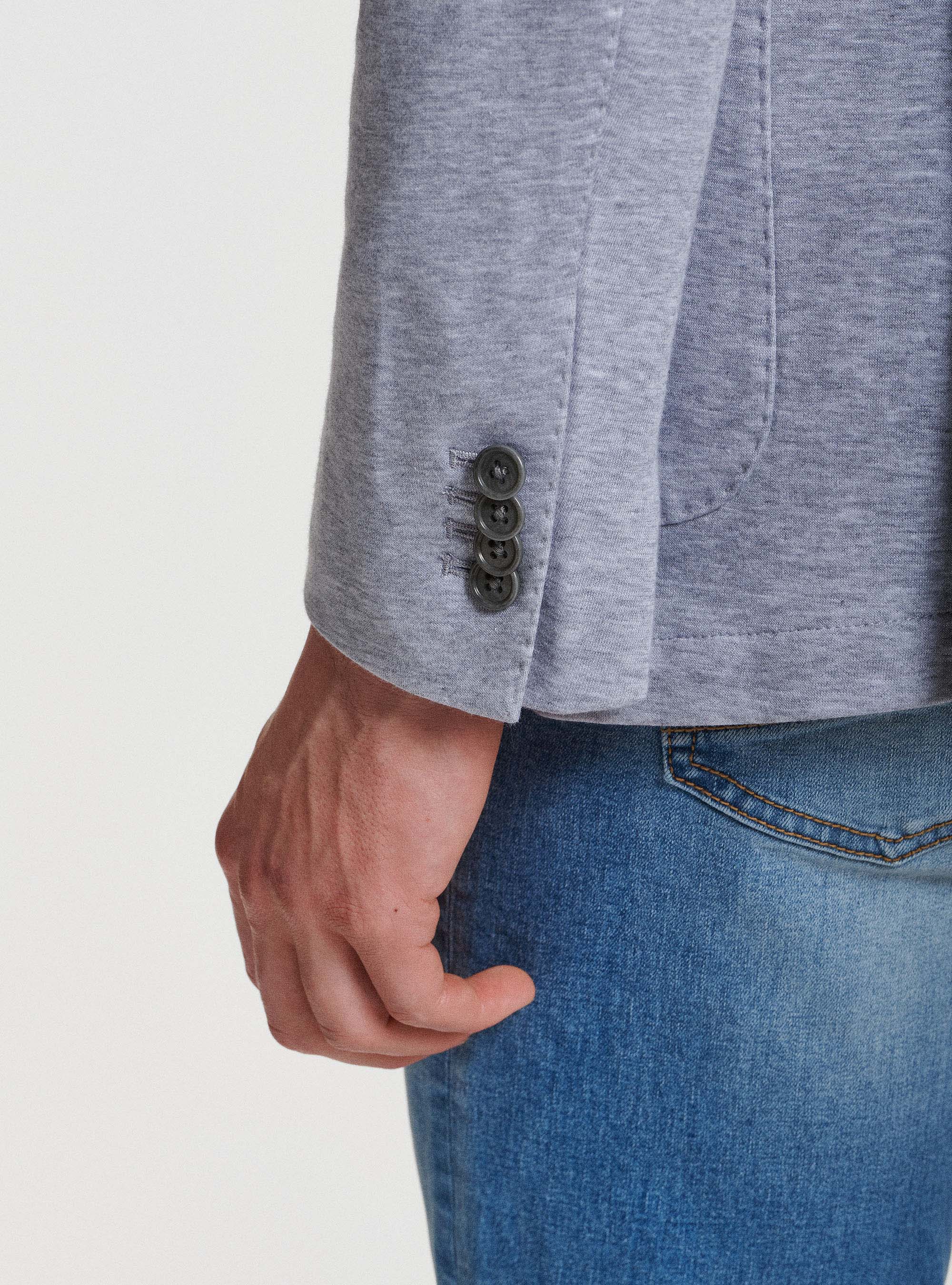 Giacca in jersey di maglia, GRIGIO CHIARO 0256C