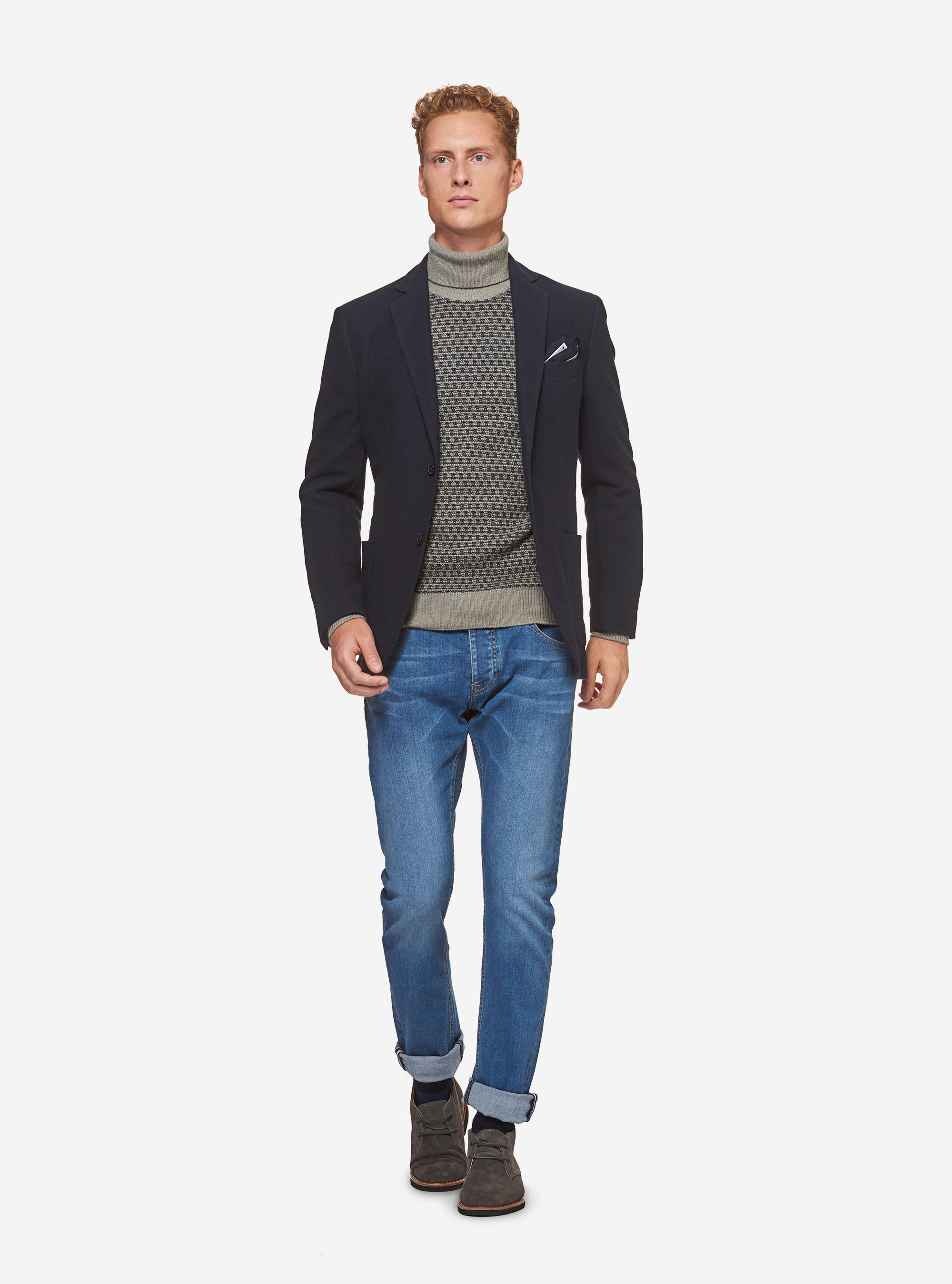 Wool jersey blazer, NAVY BLUE