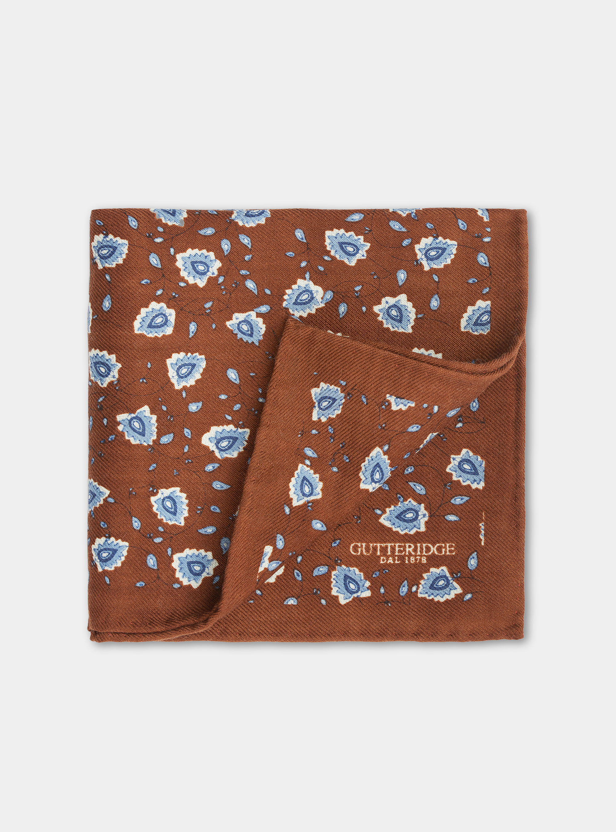 Flower print wool pocket square, MULTICOLOR
