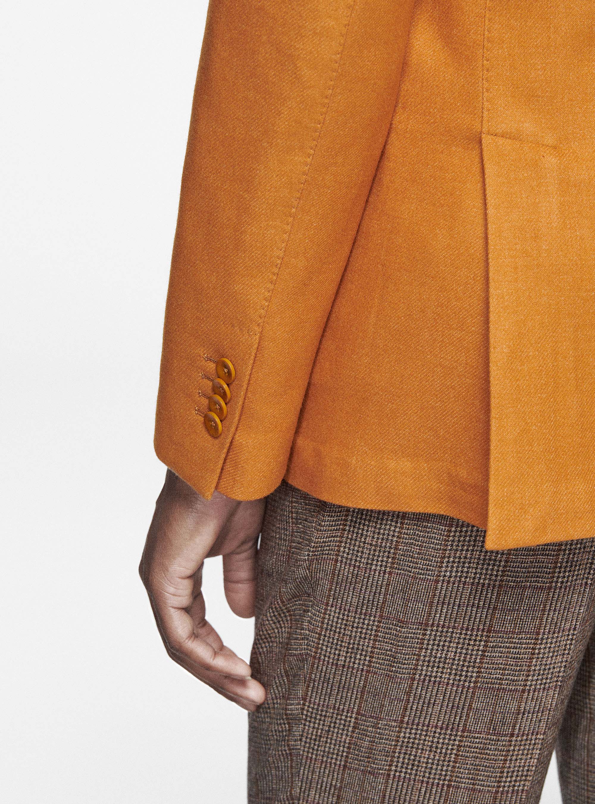 Duemilagori flannel lance-breasted blazer, ORANGE