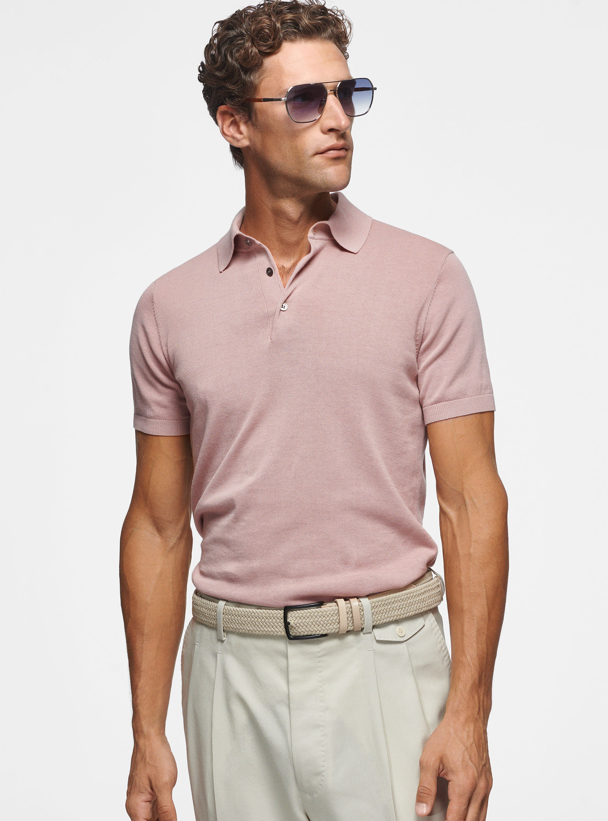 Polo en tricot de coton extra-fin, 0441C ROSA SCURO