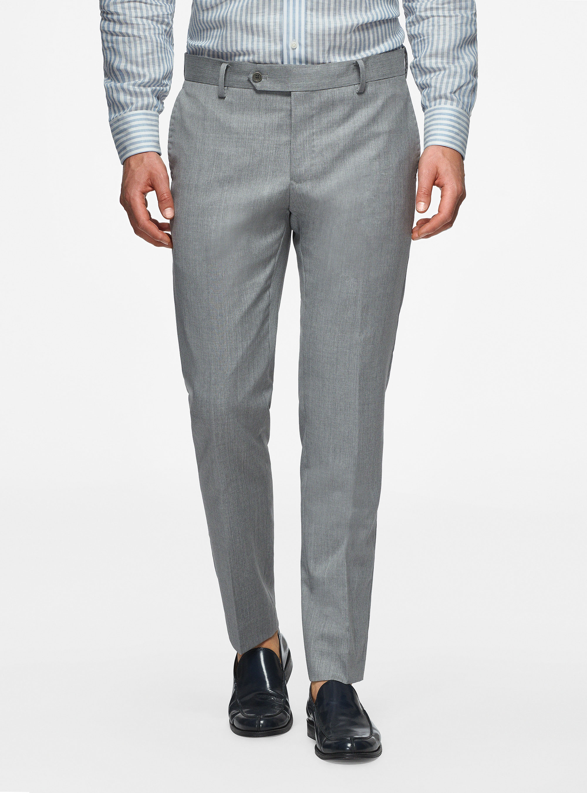 Pantaloni in pura lana superfine 110's, GRIGIO CHIARO MELANGE
